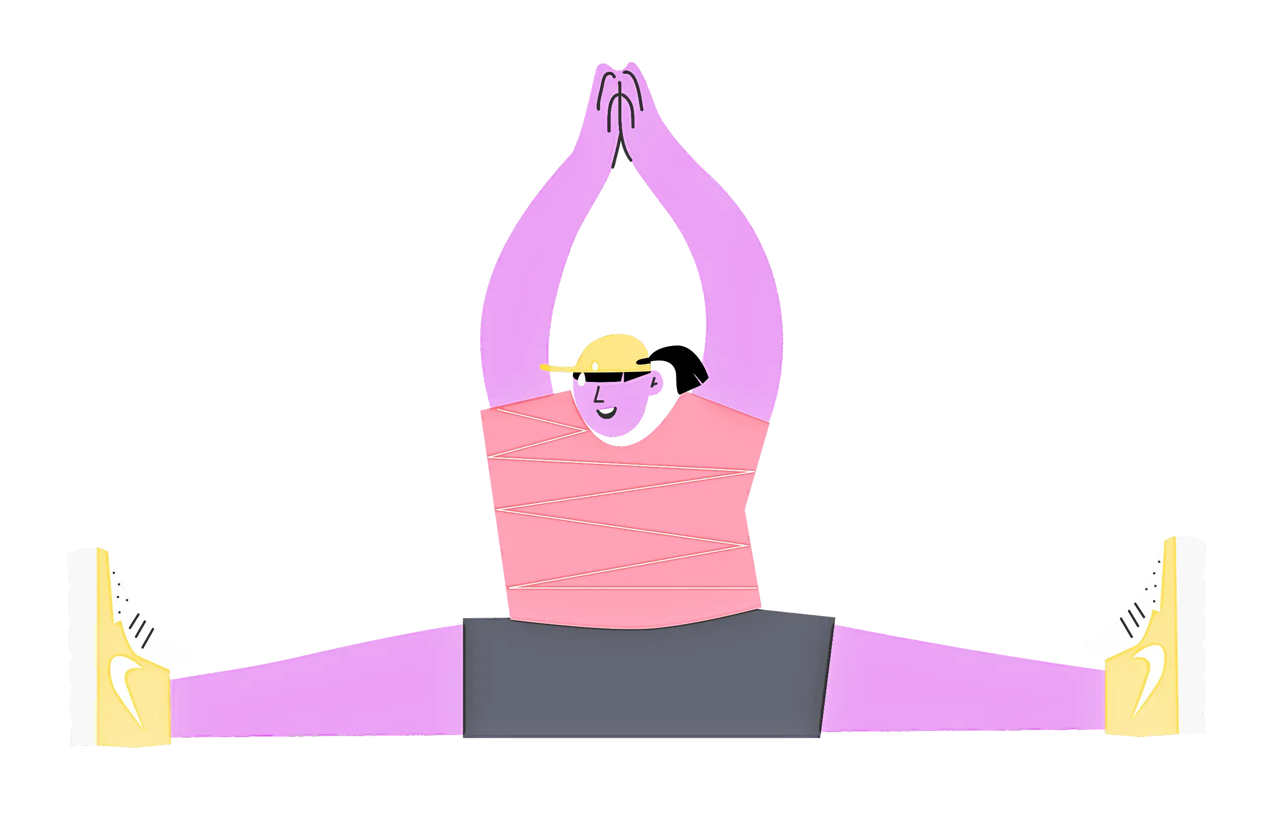 Female Character Illustration Stretching in Splits Pose