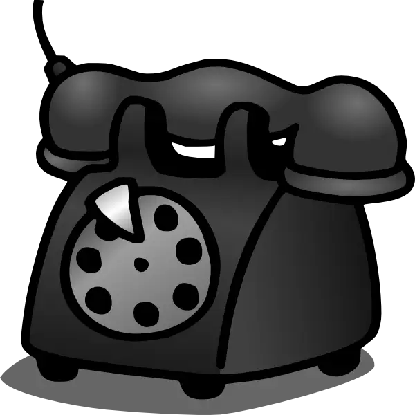 Cartoon Black Rotary Phone Drawing