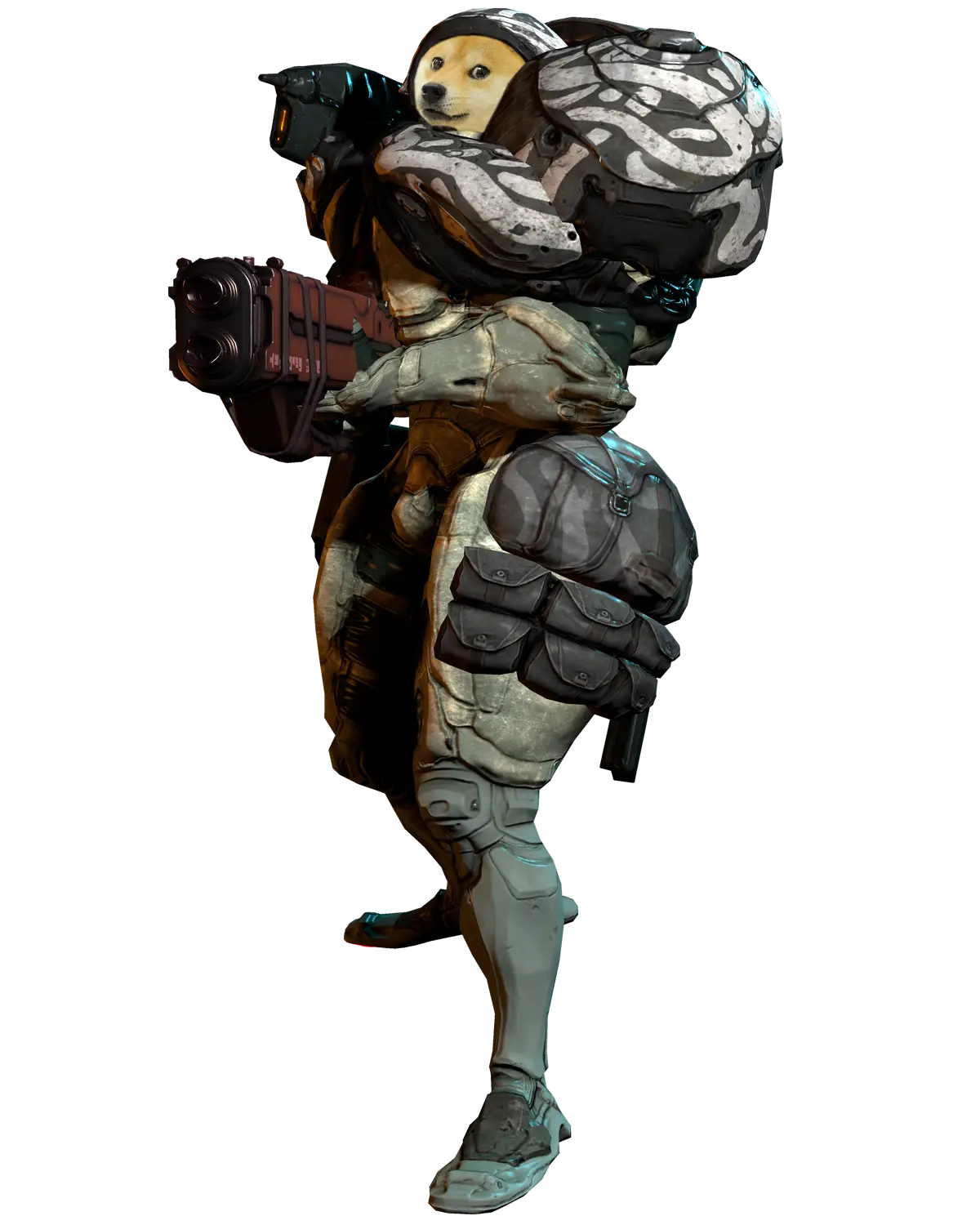 Armored Character Holding a Weapon in Sci-Fi Style