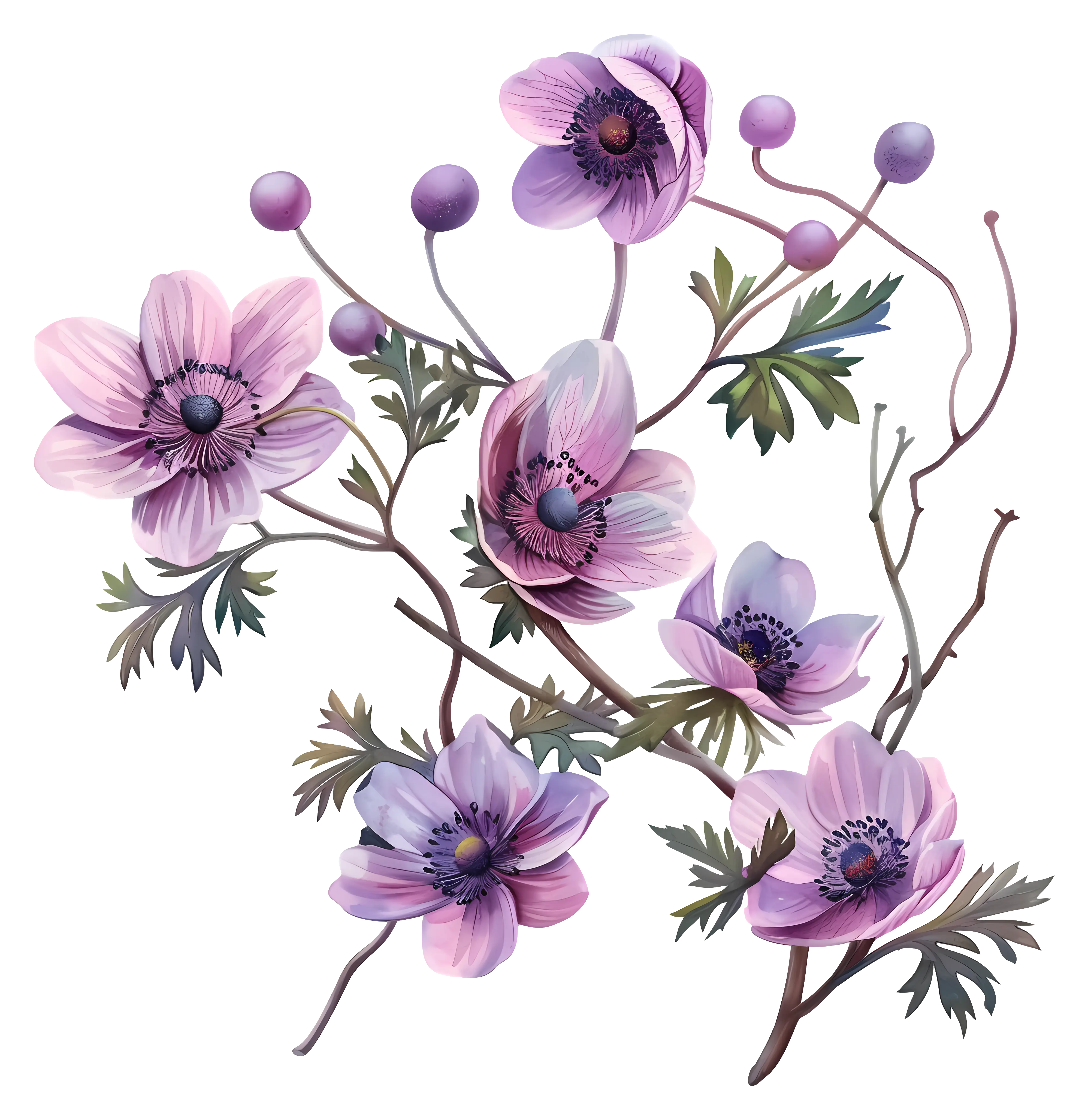 Purple Flowers on Delicate Branches