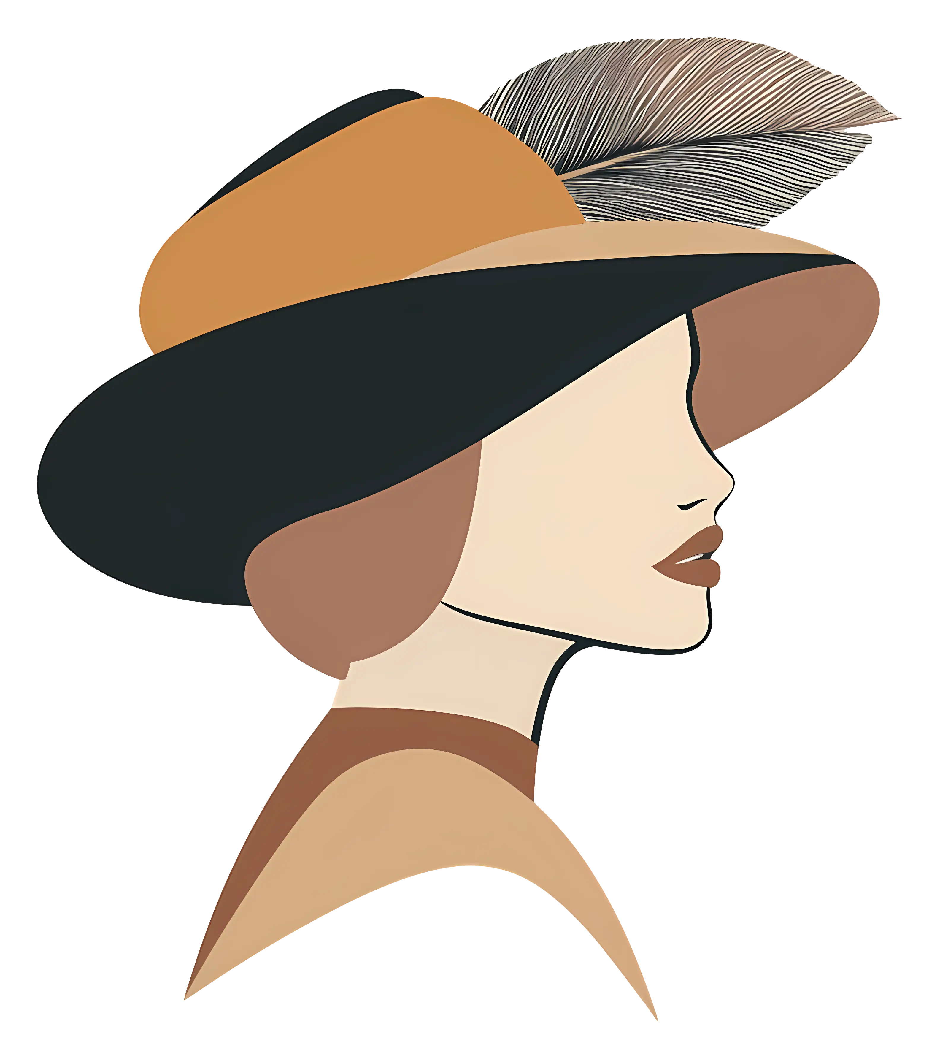 Profile with Stylish Hat and Feather