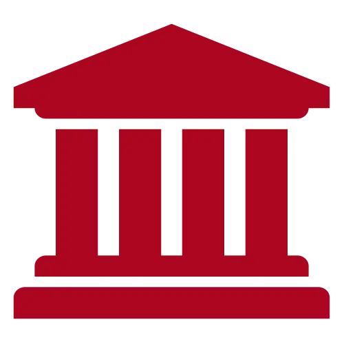 Bank Building Icon in Red