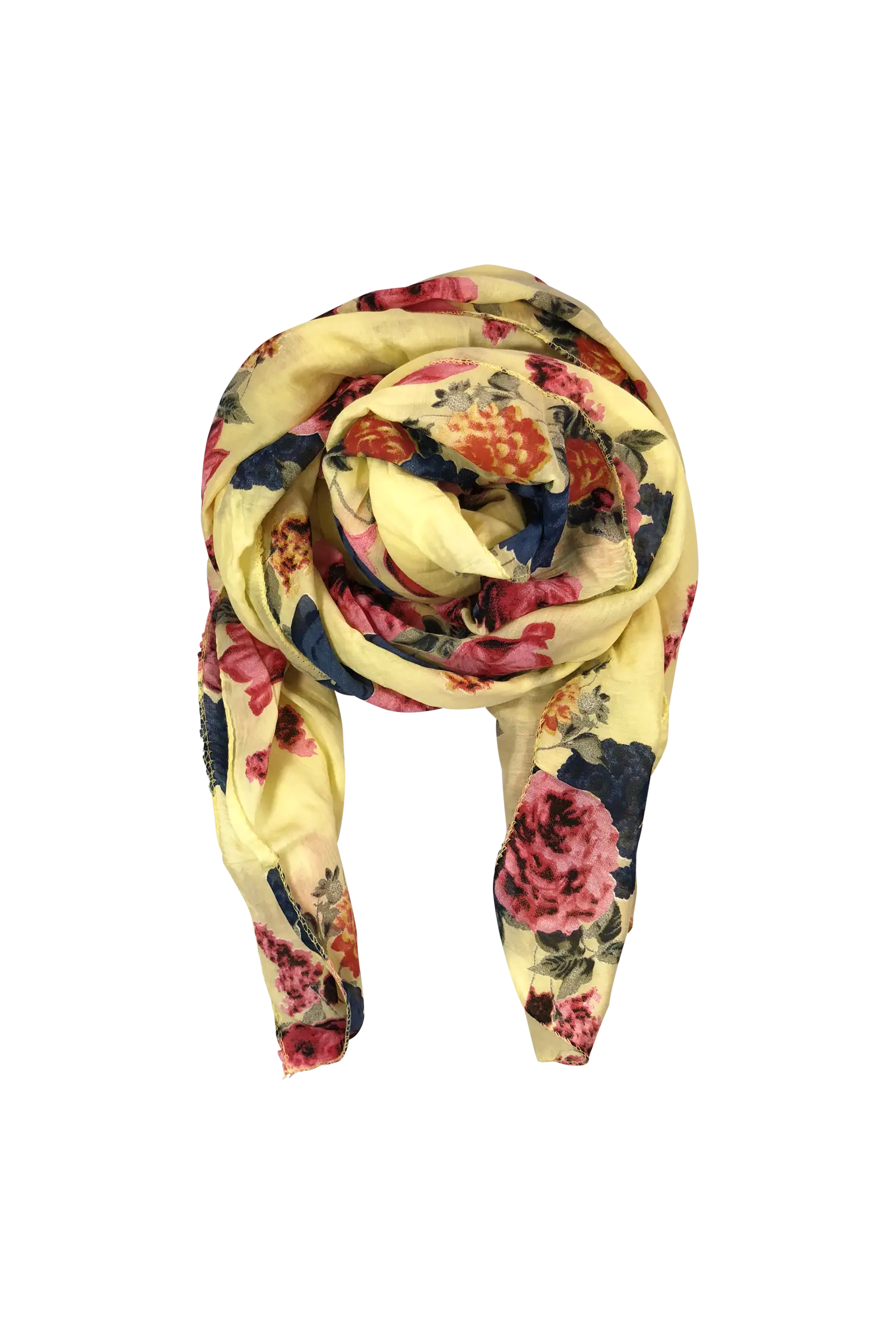 Yellow Floral Scarf with Bright Patterns