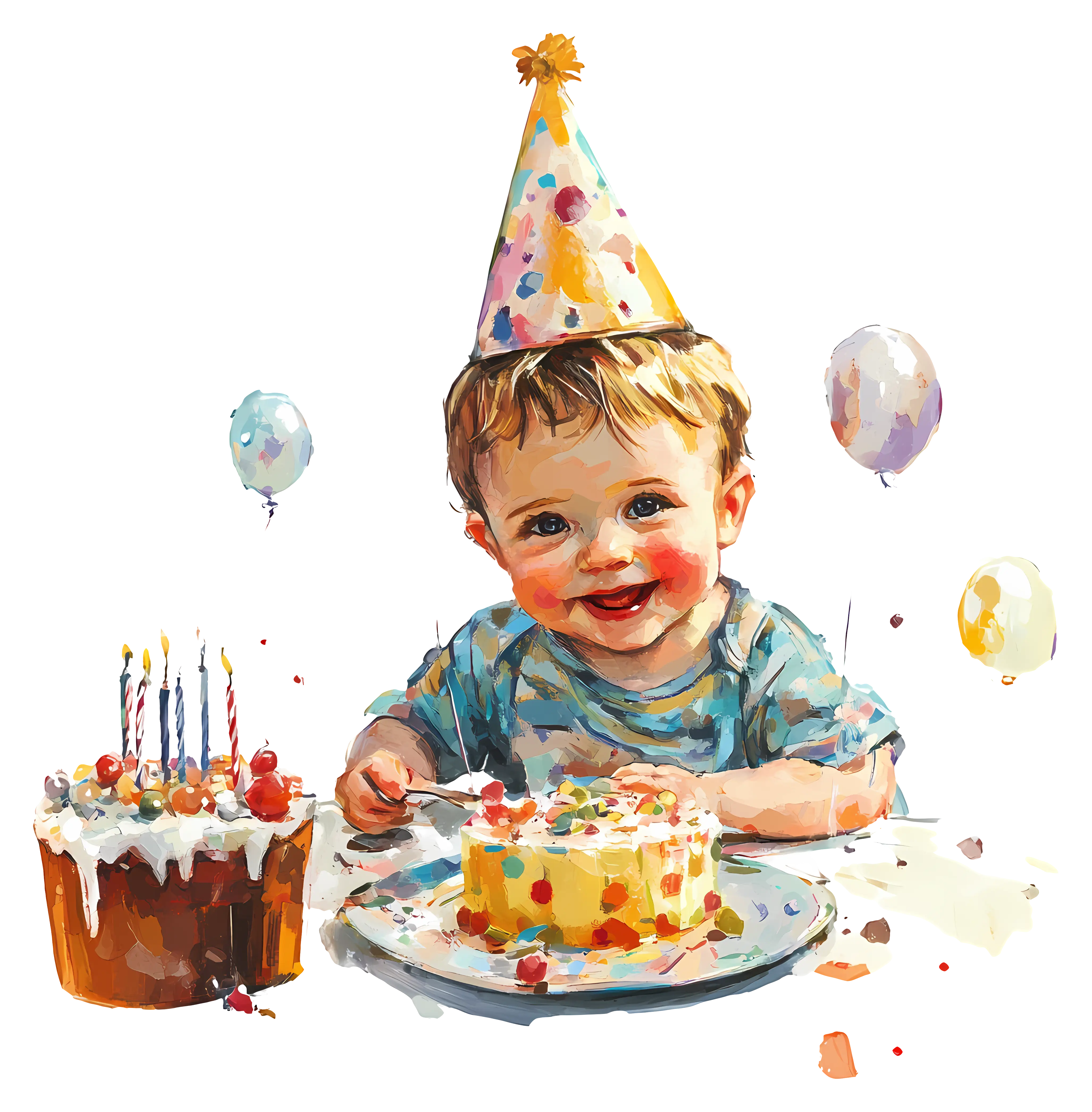 Child with Cake Celebrating Birthday