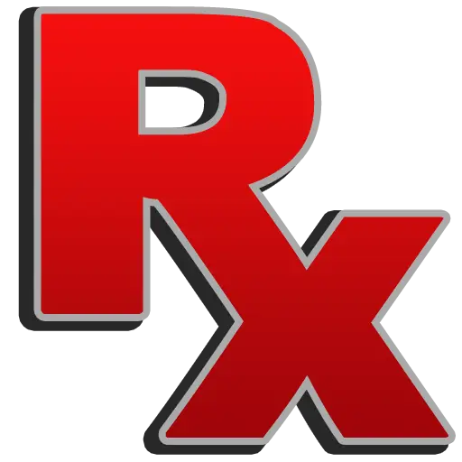 Bold Red Rx Prescription Symbol