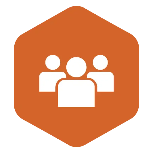 Group Icon in Orange Hexagon Design