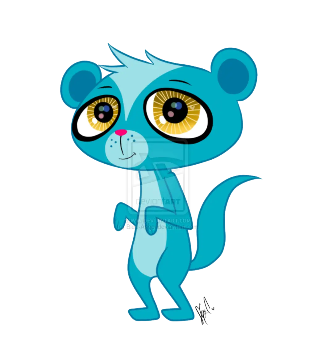 Cartoon Blue Lemur with Big Eyes Illustration