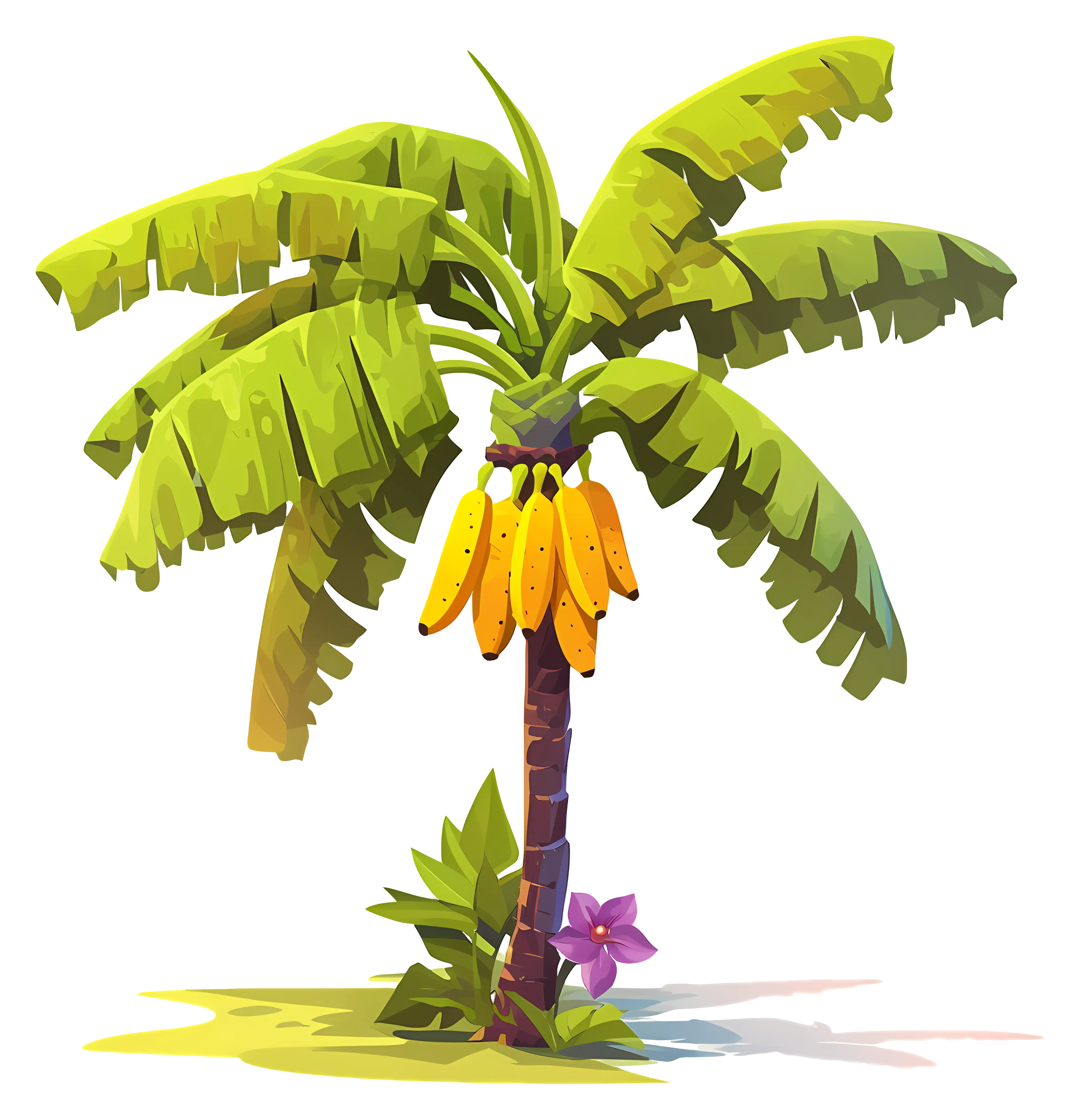 Banana Tree with Ripe Bananas