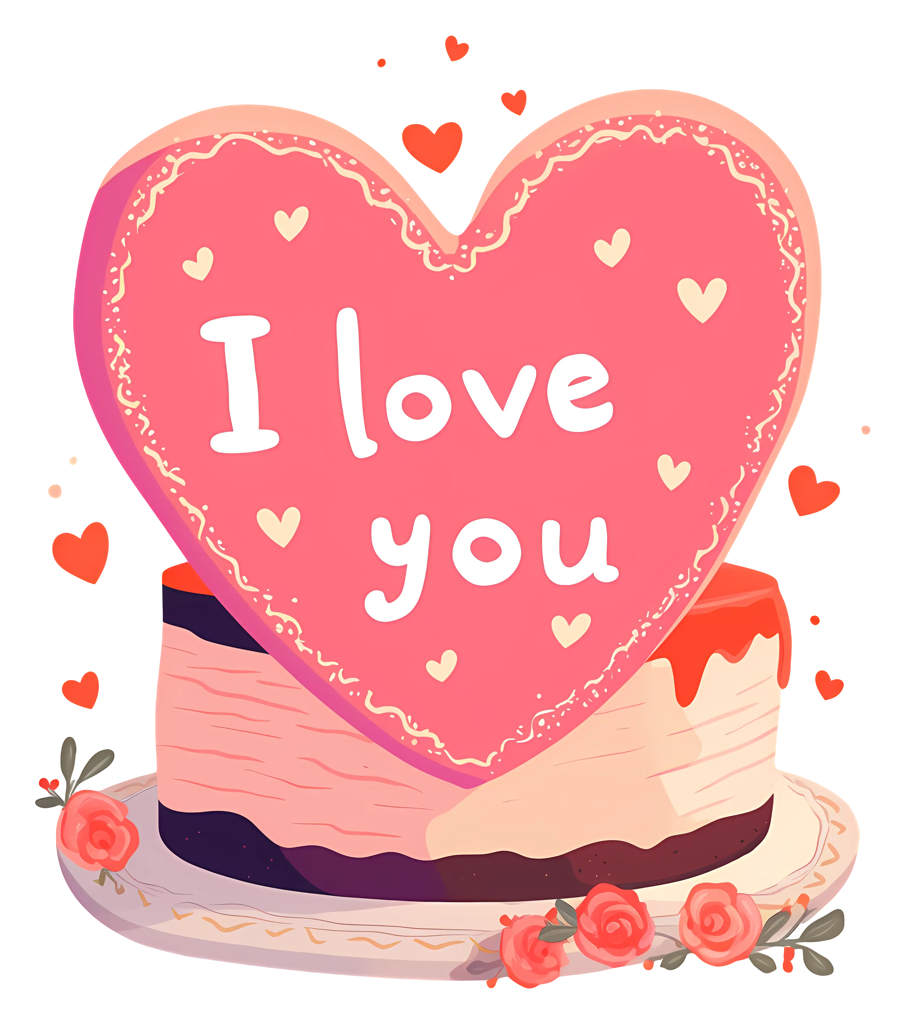 Romantic Cake with Heart Decoration