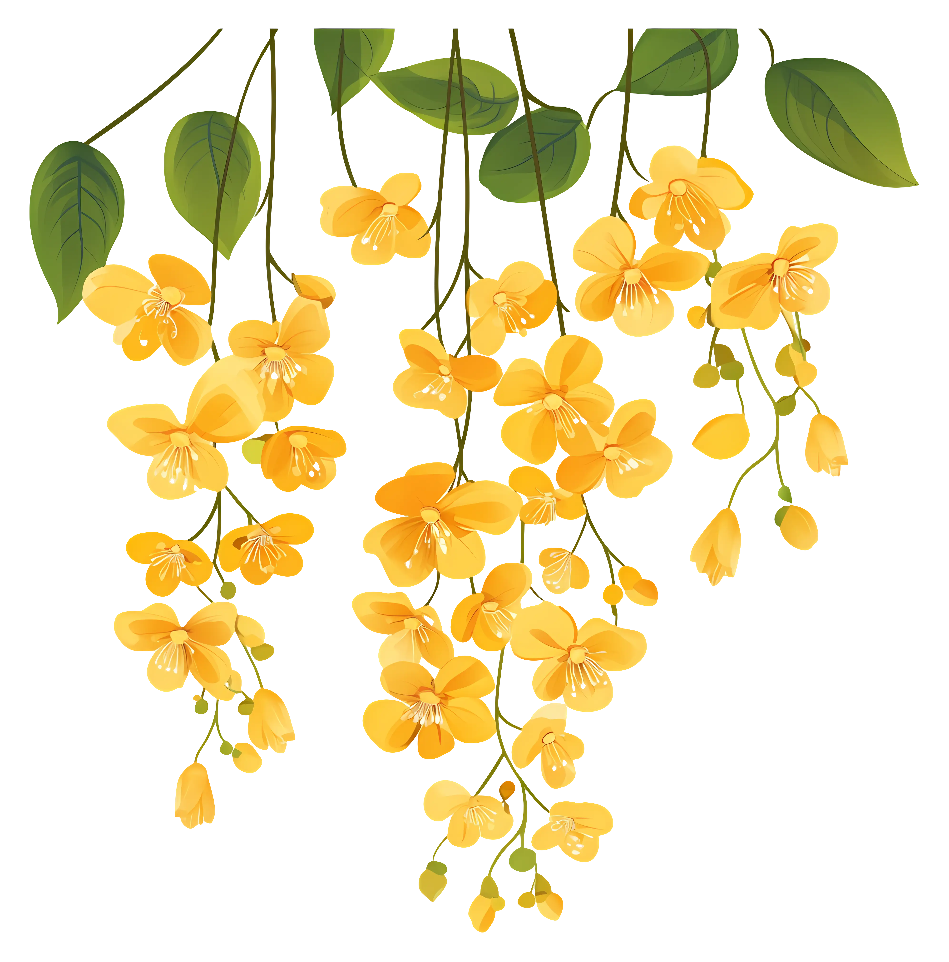 Yellow Flowers with Green Leaves
