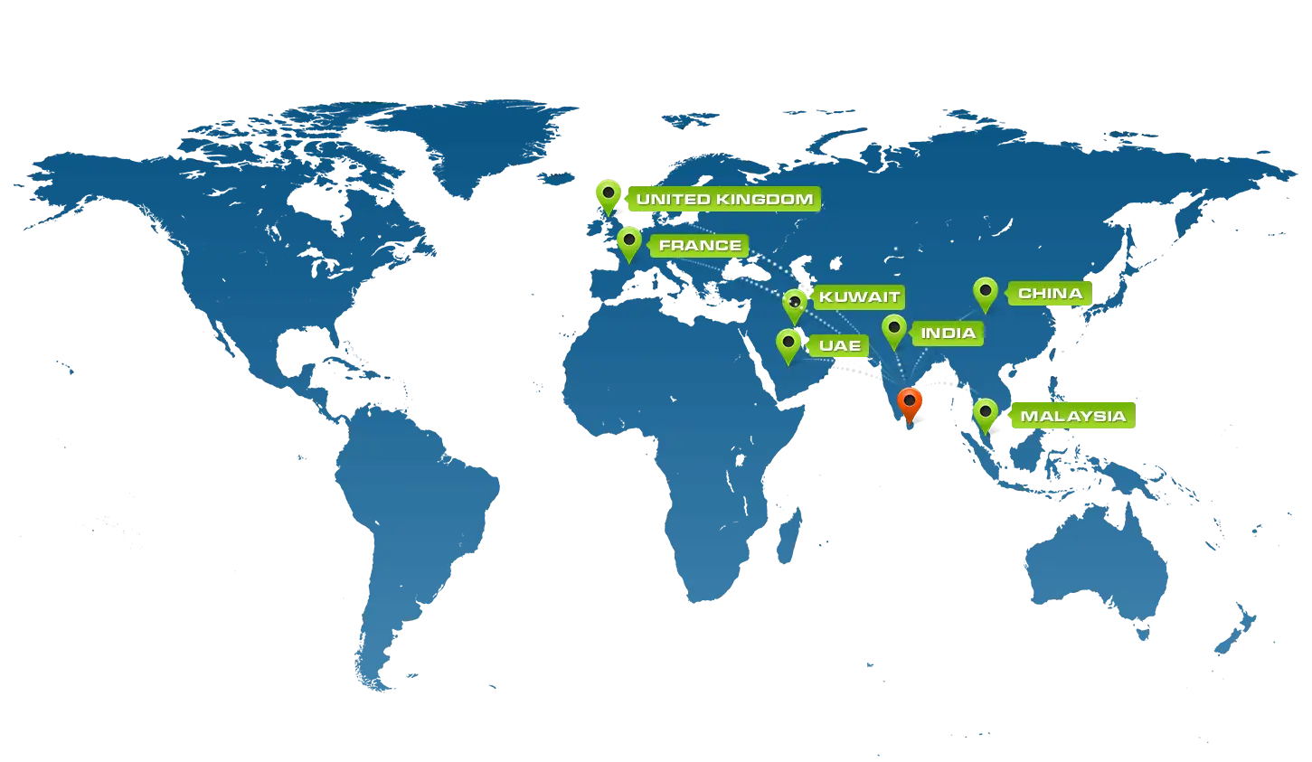 World Map with Highlighted Locations