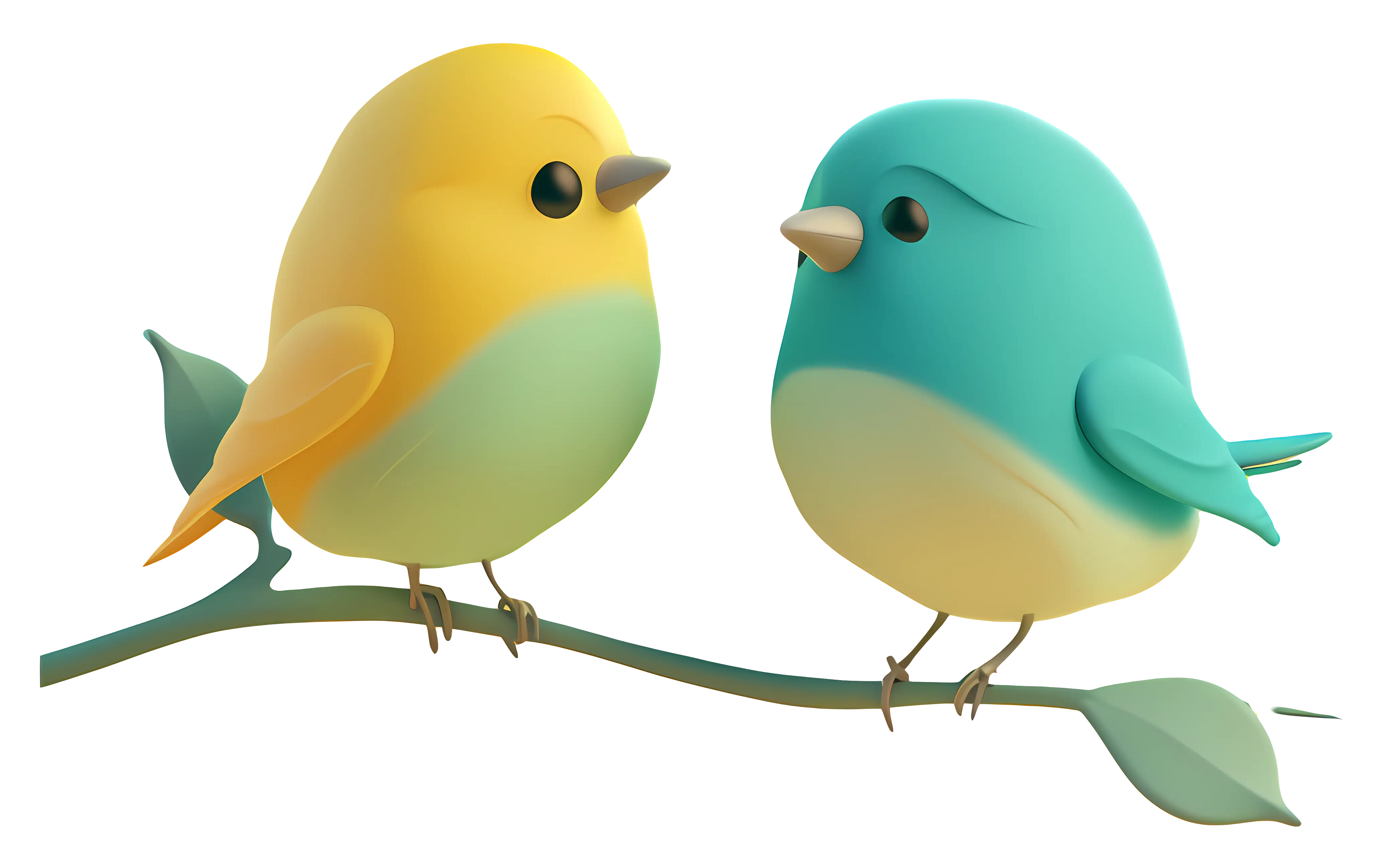 Yellow and Blue Birds on a Branch
