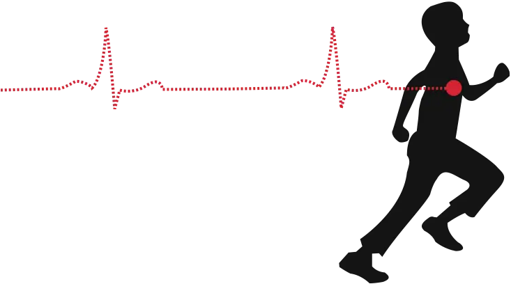 Running Silhouette with Heartbeat Line Design