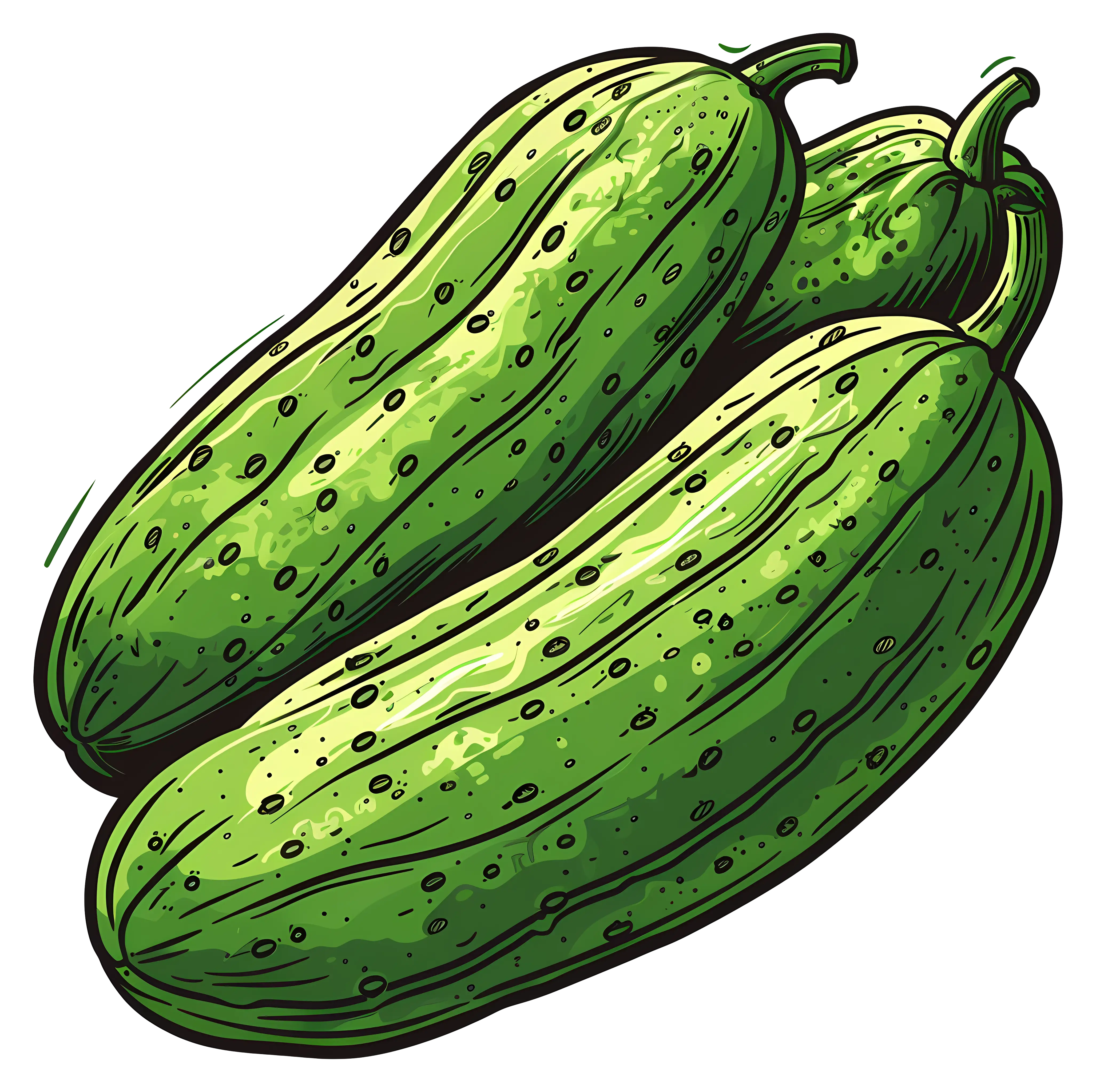 Fresh Green Cucumbers Illustration