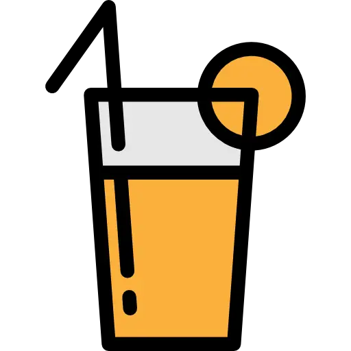 Orange Juice with Straw Cartoon Illustration