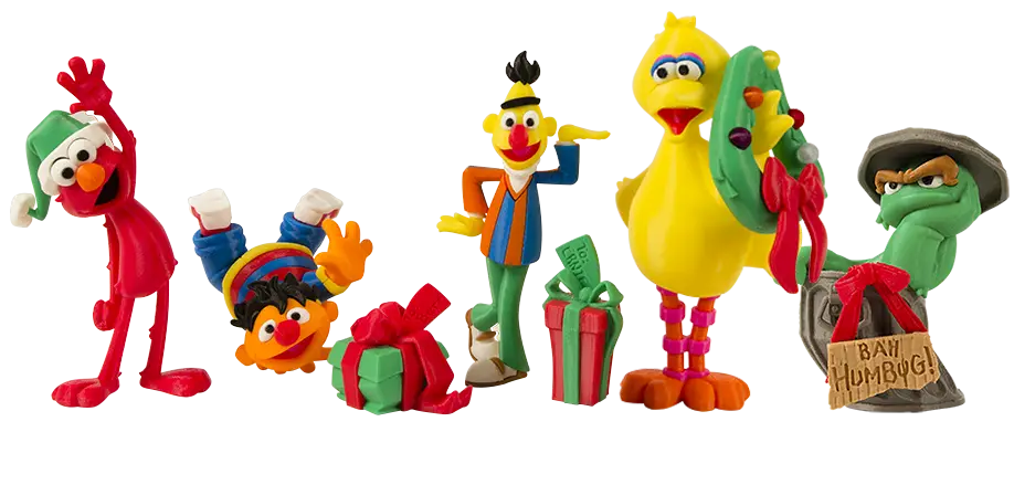 Colorful Cartoon Characters with Christmas Gifts