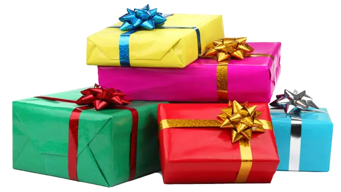 Stack of Brightly Colored Holiday Gift Boxes