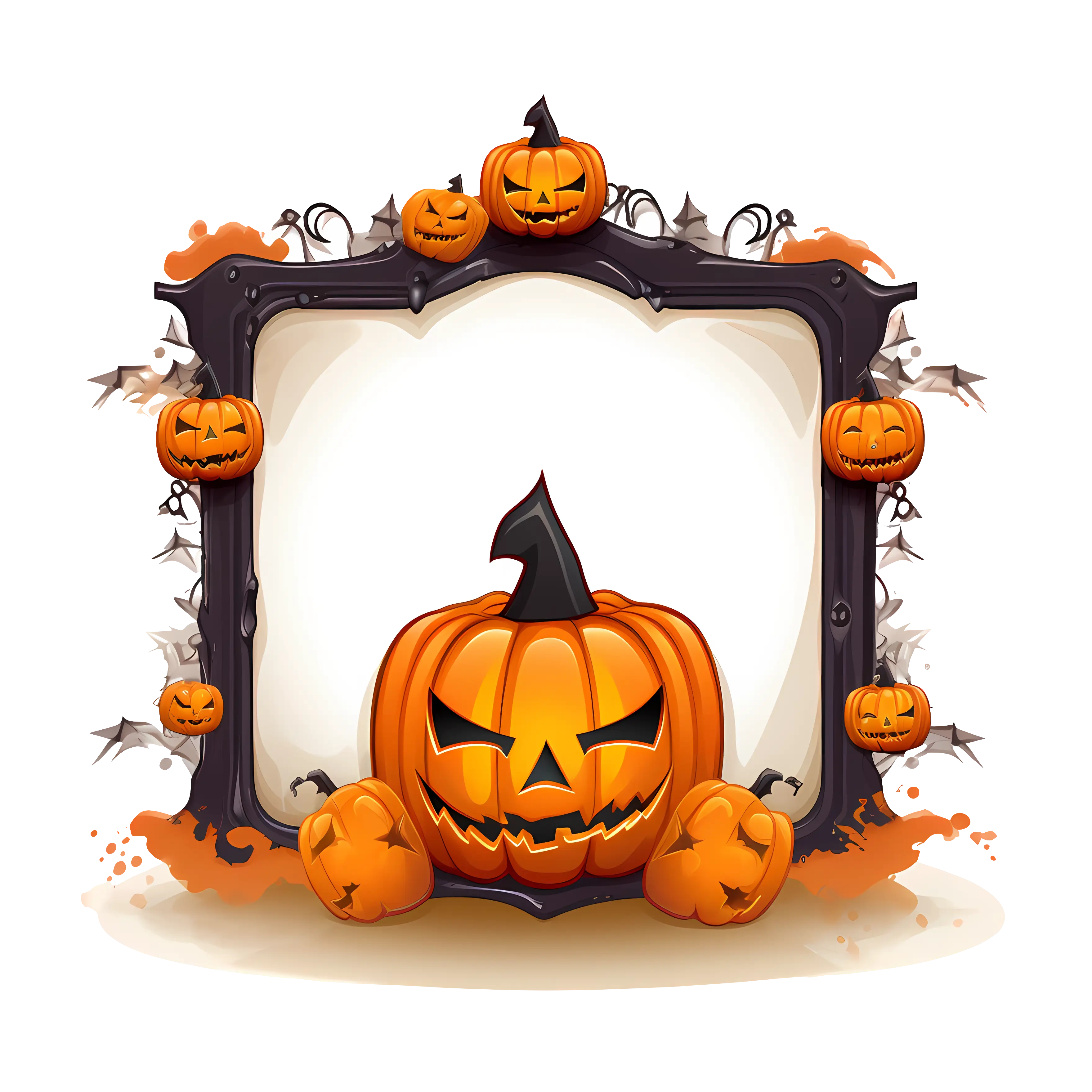 Halloween Frame Decorated with Pumpkins