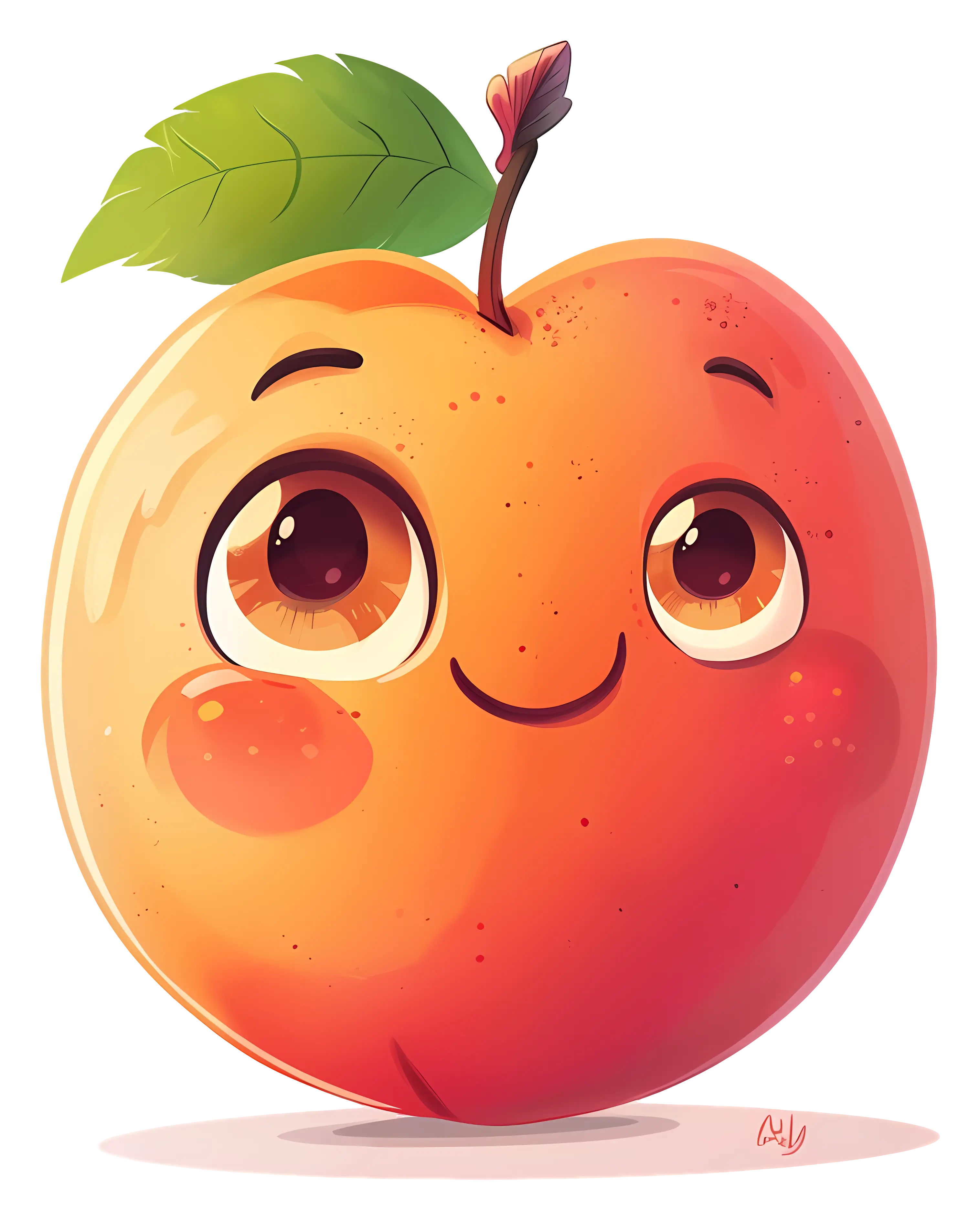 Cute Cartoon Peach with a Smile
