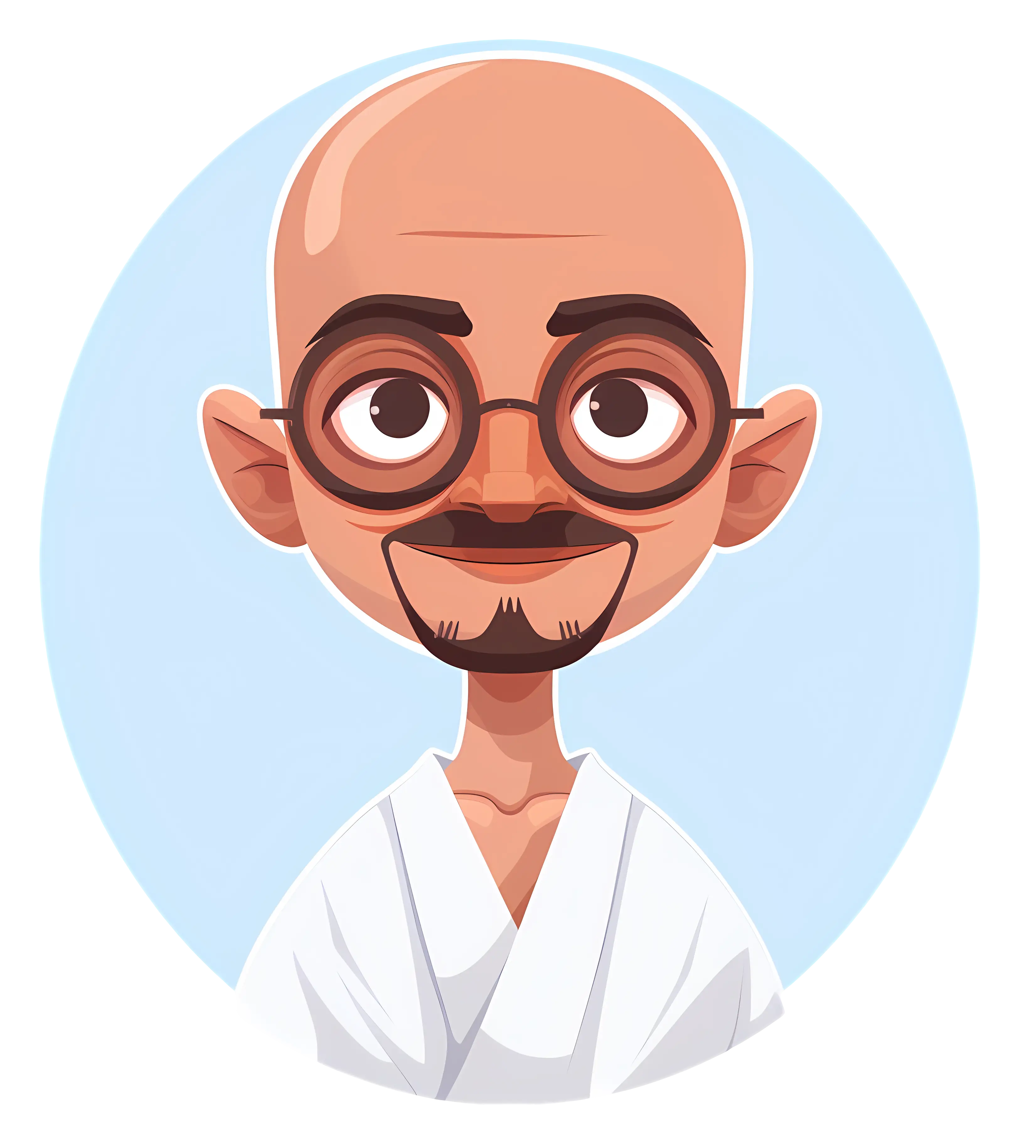 Bald Cartoon Man with Glasses and a Smile
