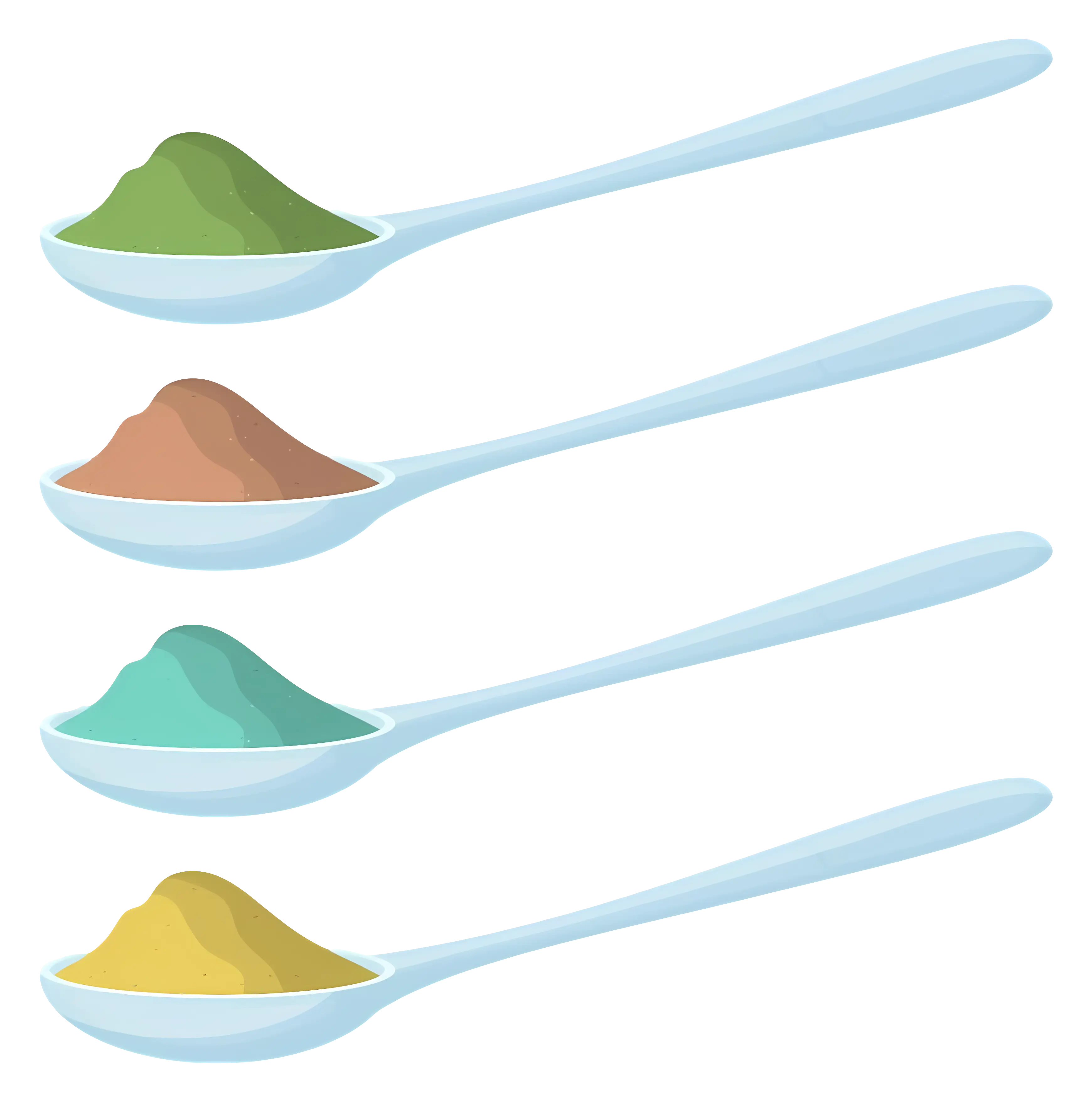 Colored Powders in Spoons