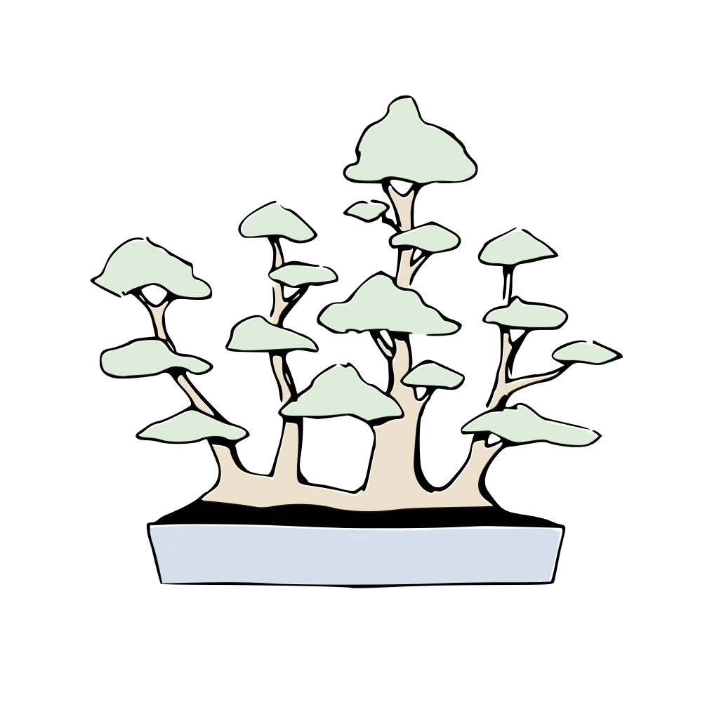 Illustrated Bonsai Tree in Pot