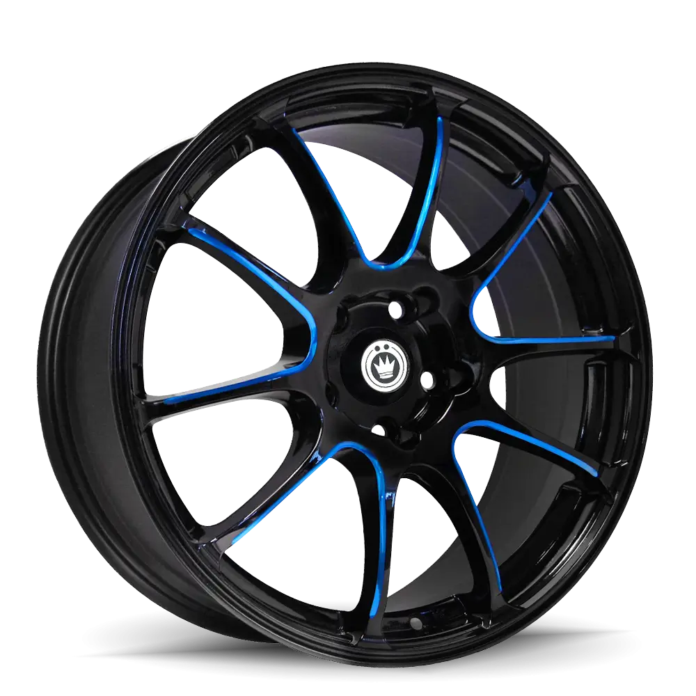 Black Alloy Wheel with Blue Accents