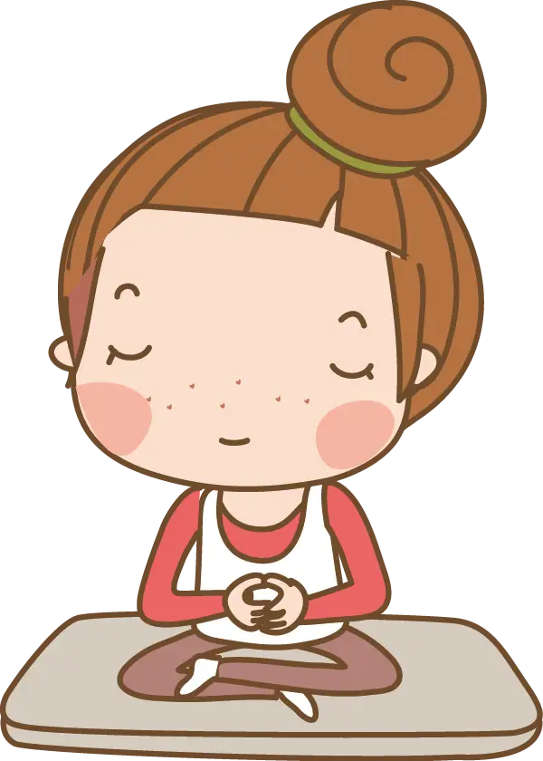 Cute Meditating Girl Cartoon