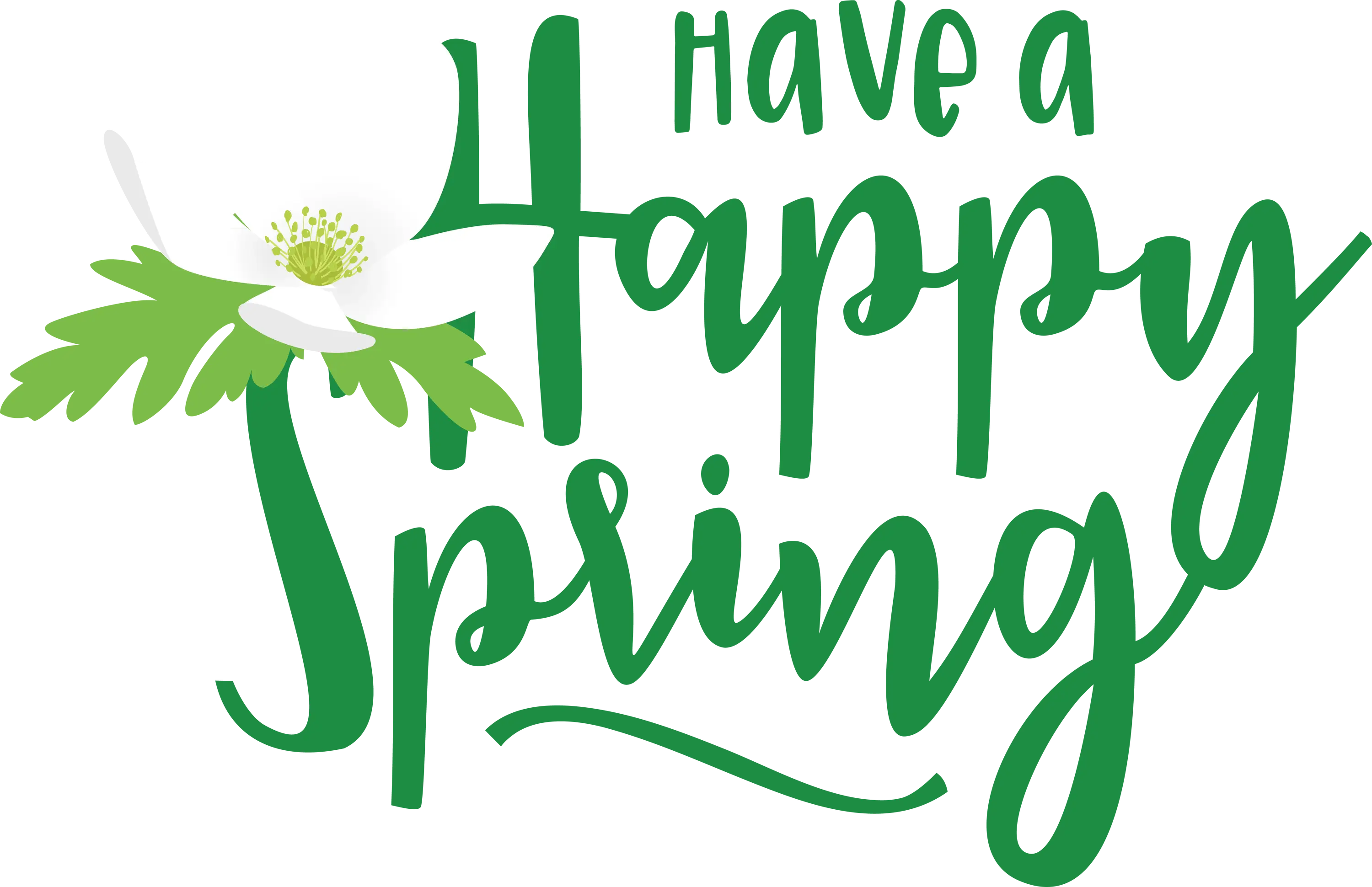 Happy Spring Text with Floral Design