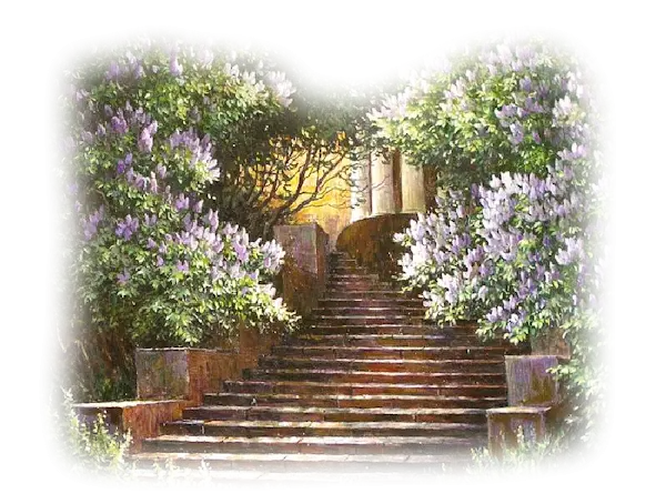 Beautiful Garden Stairs with Flowers