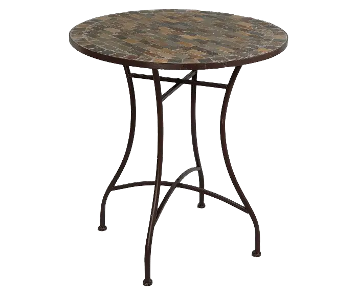 Round Mosaic Patio Table with Iron Legs