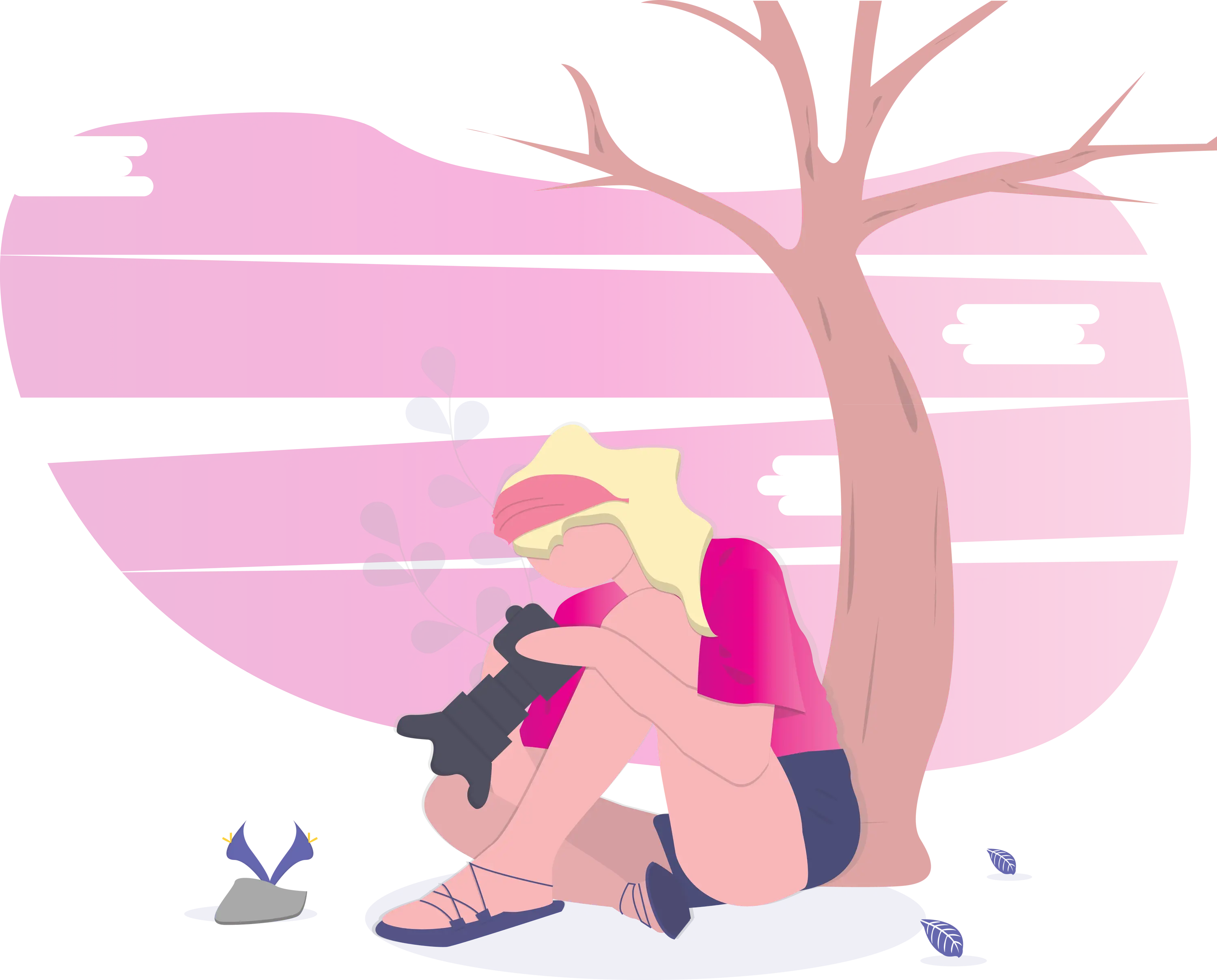 Girl Sitting Under a Tree