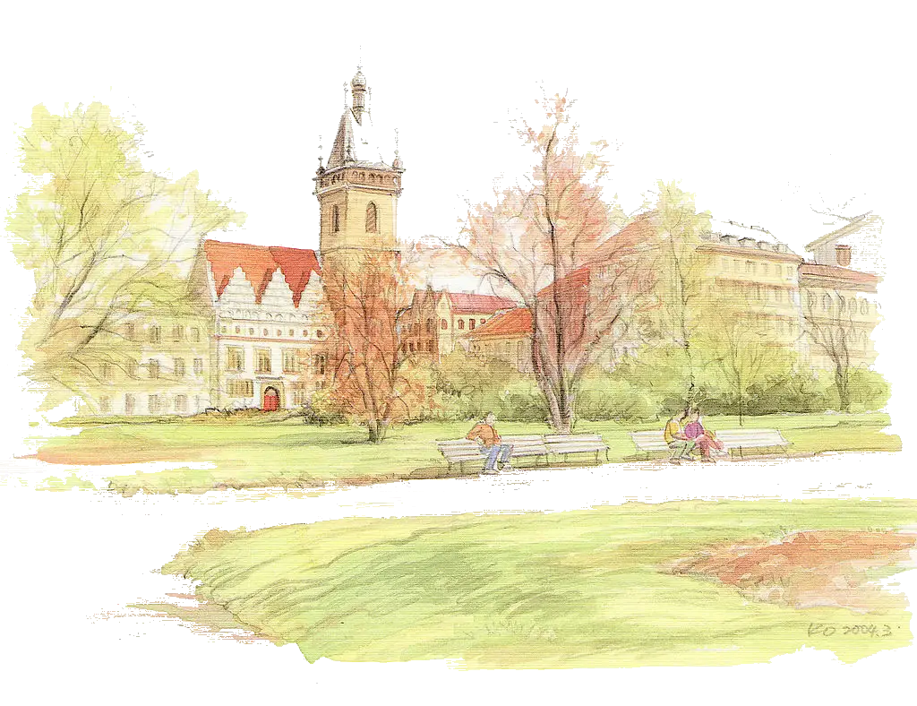 Illustration of Building and Park