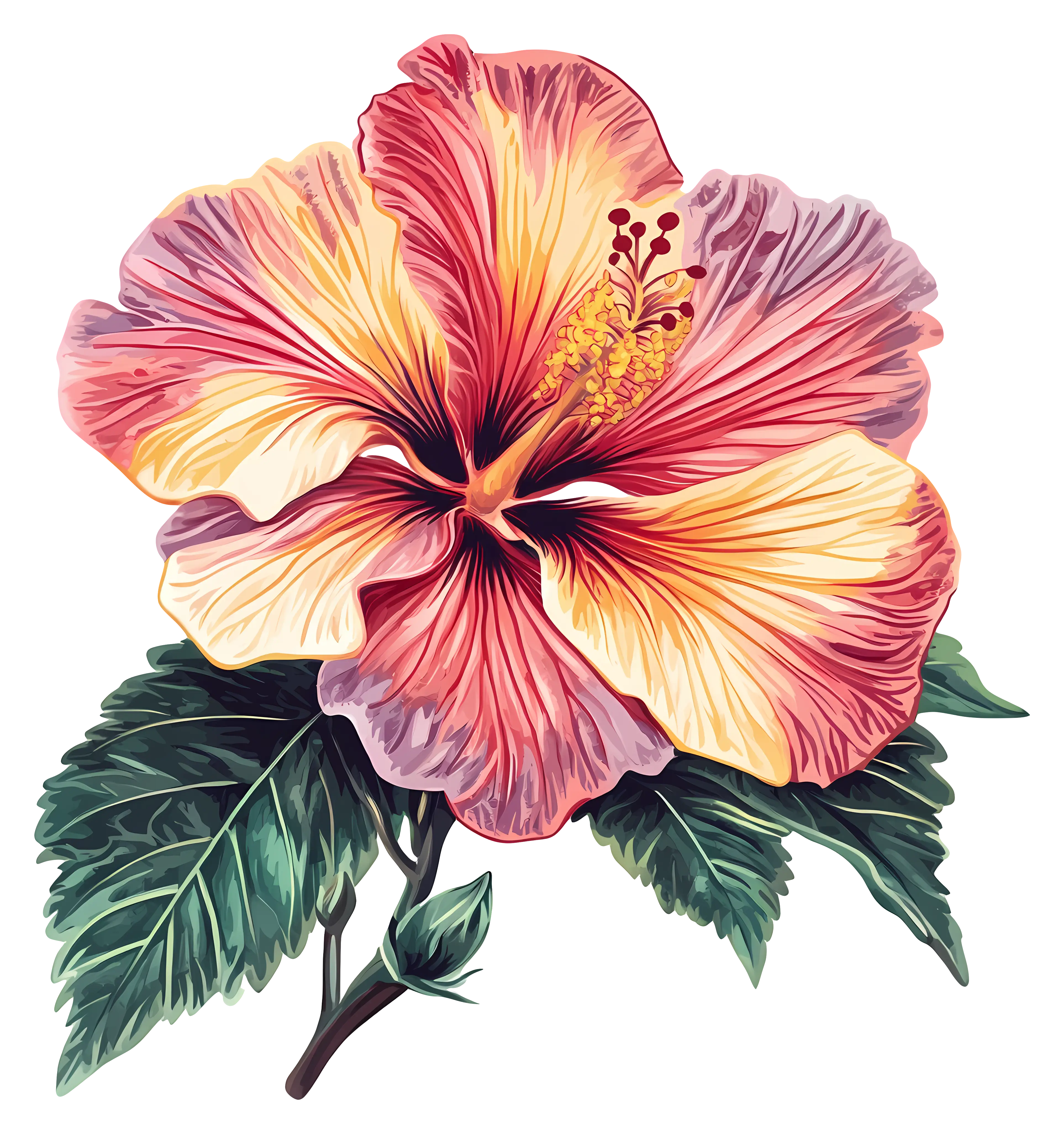 Colorful Hibiscus Flower Illustration