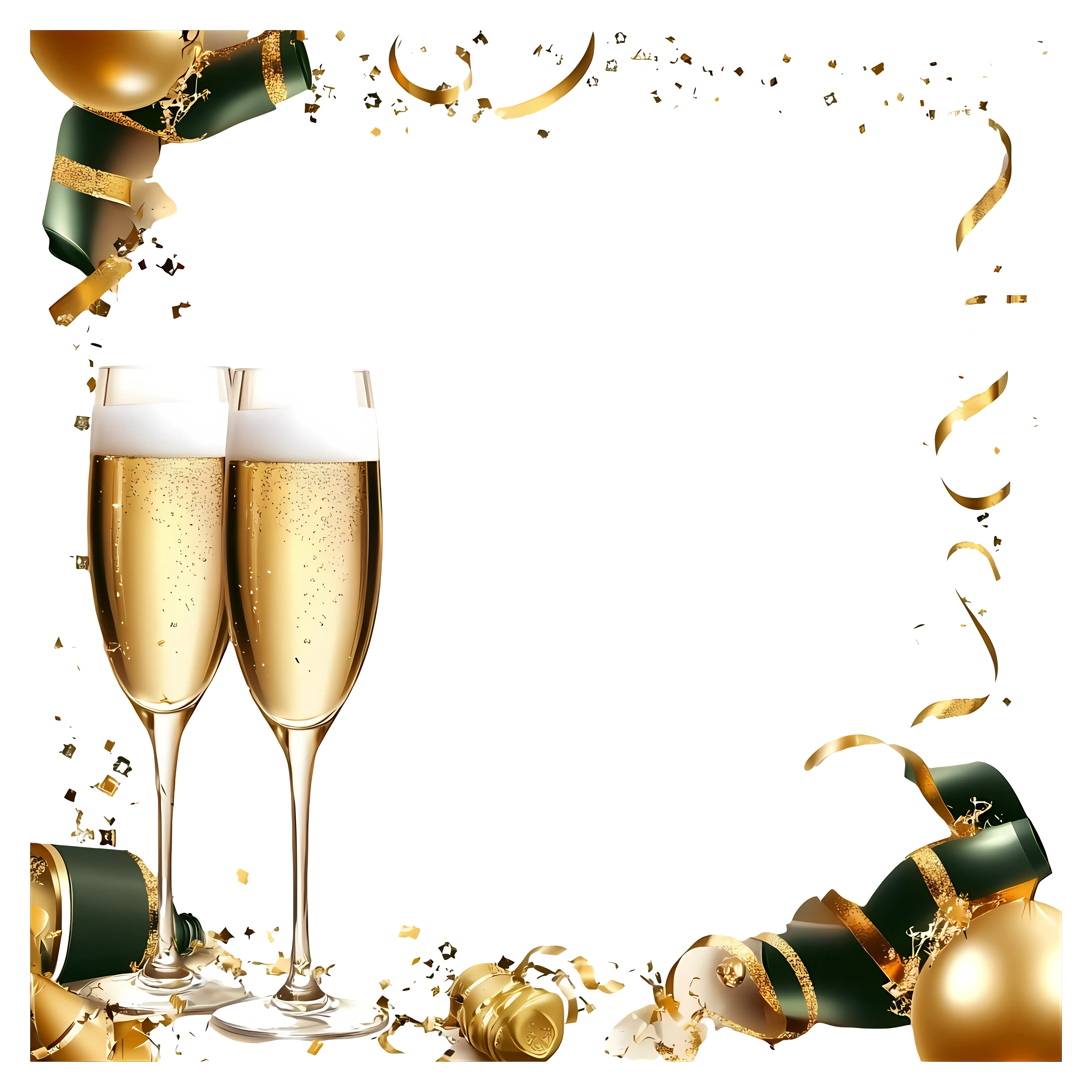 Champagne Glasses with Festive Ornaments