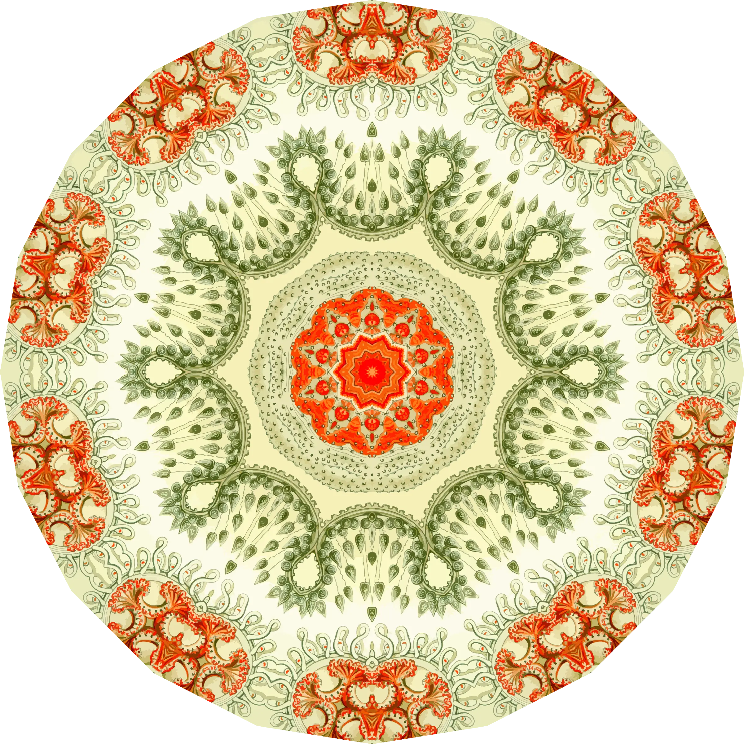 Colorful Mandala Design in Red and Green