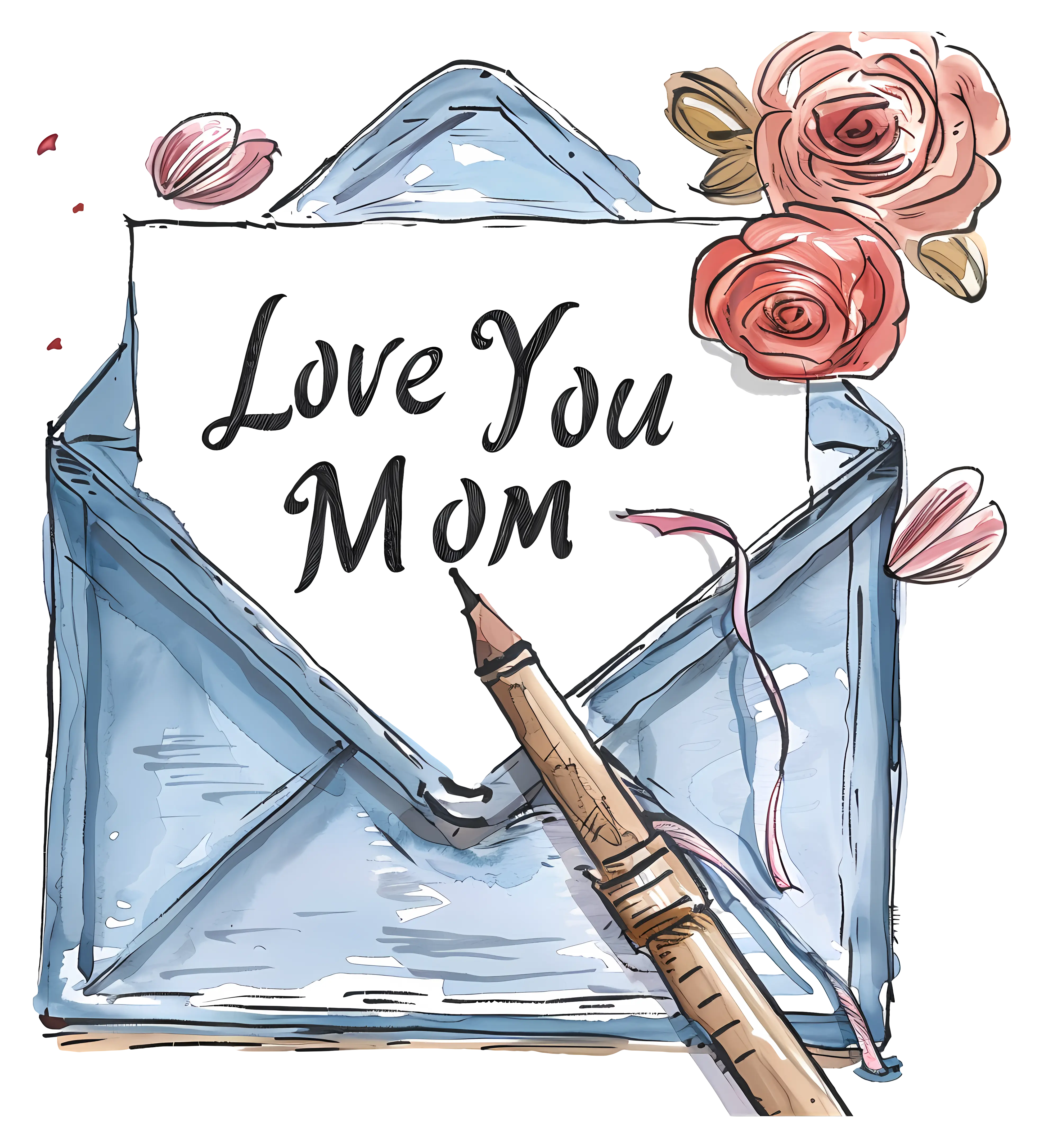 Love You Mom Card with Flowers