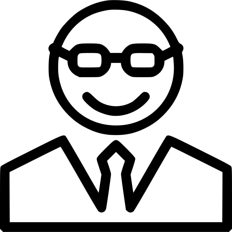 Outline Icon of a Smiling Person with Glasses