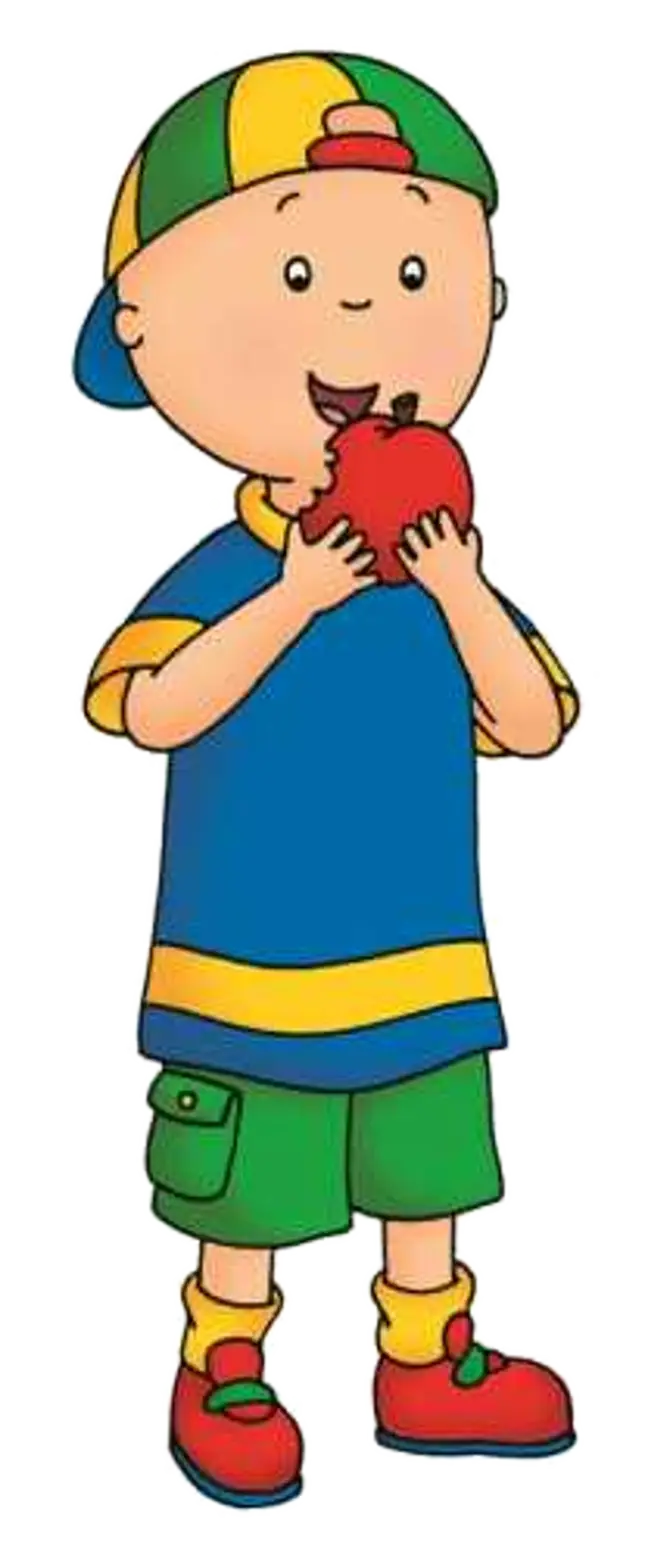 Cartoon Boy Eating an Apple