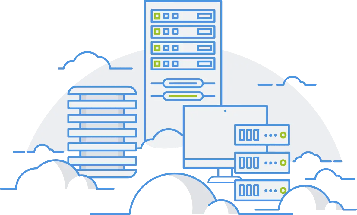 Illustration of Cloud Computing and Servers