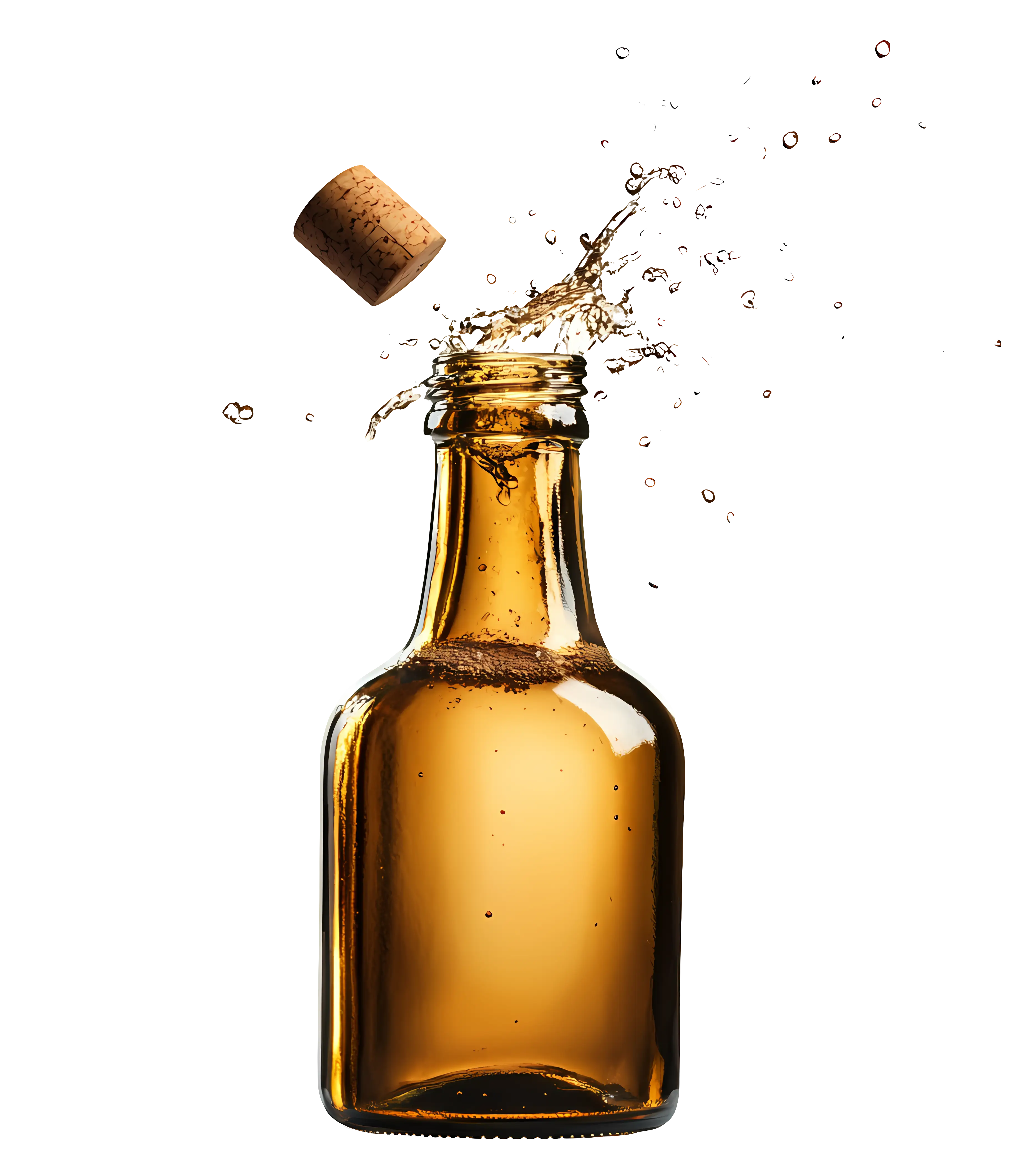 Brown Bottle with Cork Popping