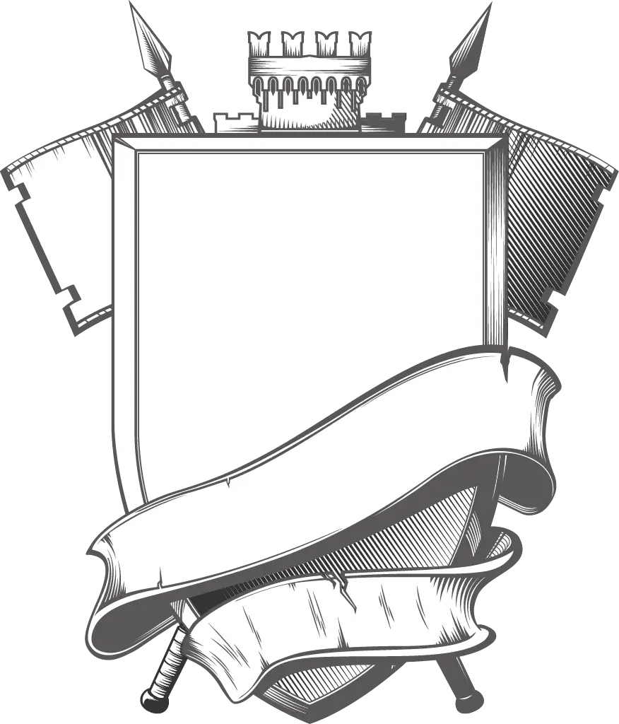 Medieval Shield Emblem with Castle and Spears