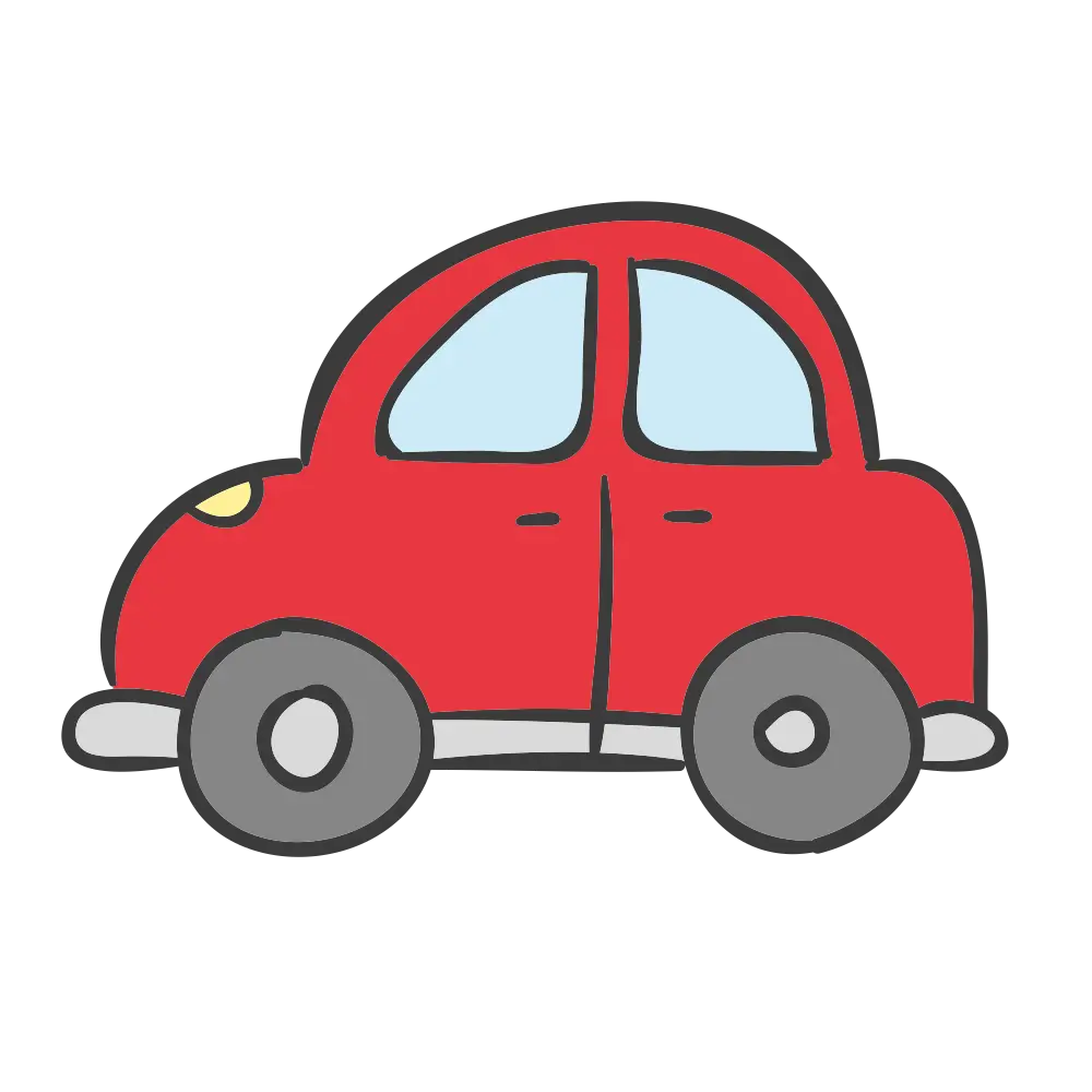 Cute Red Cartoon Car Illustration