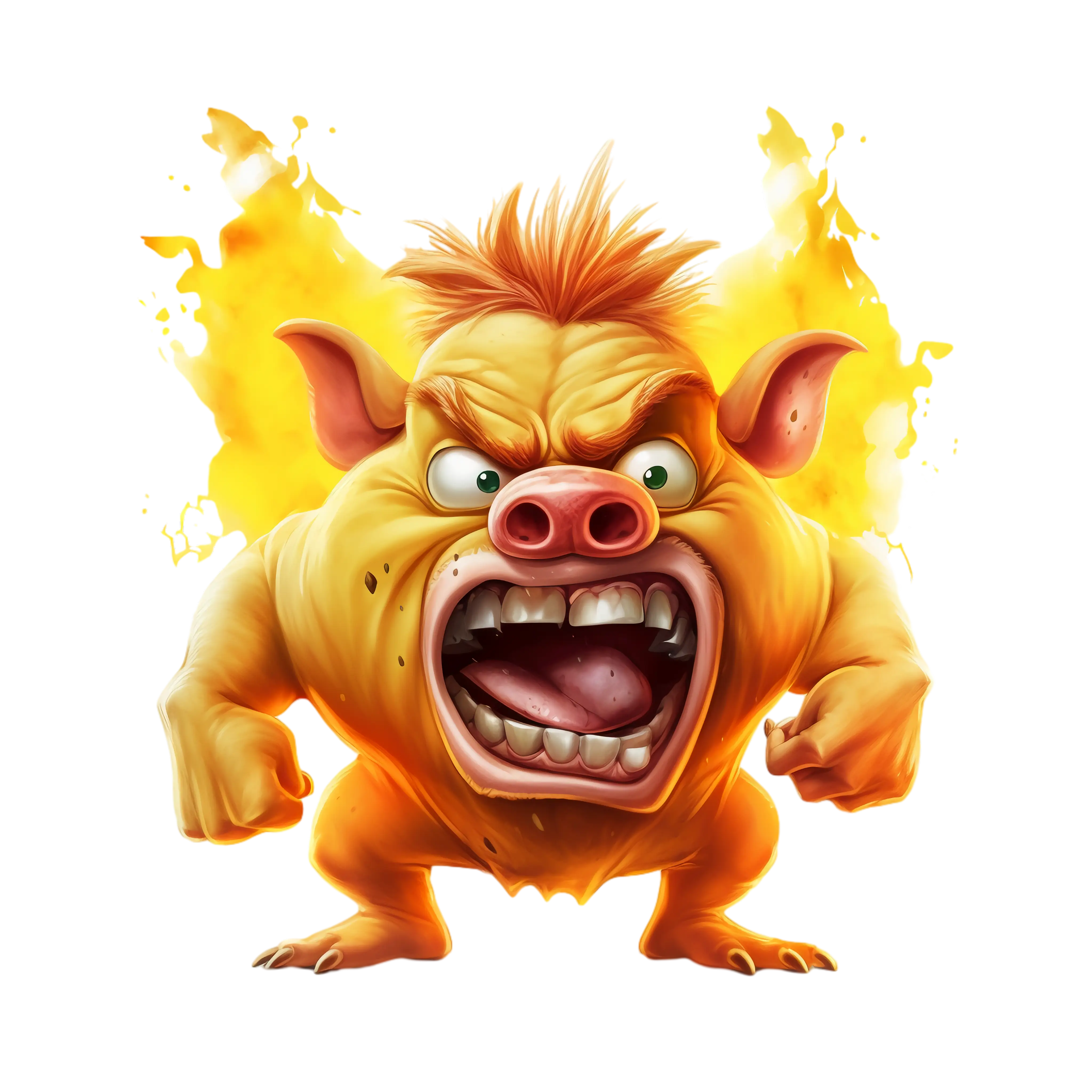 Angry Pig with Fire