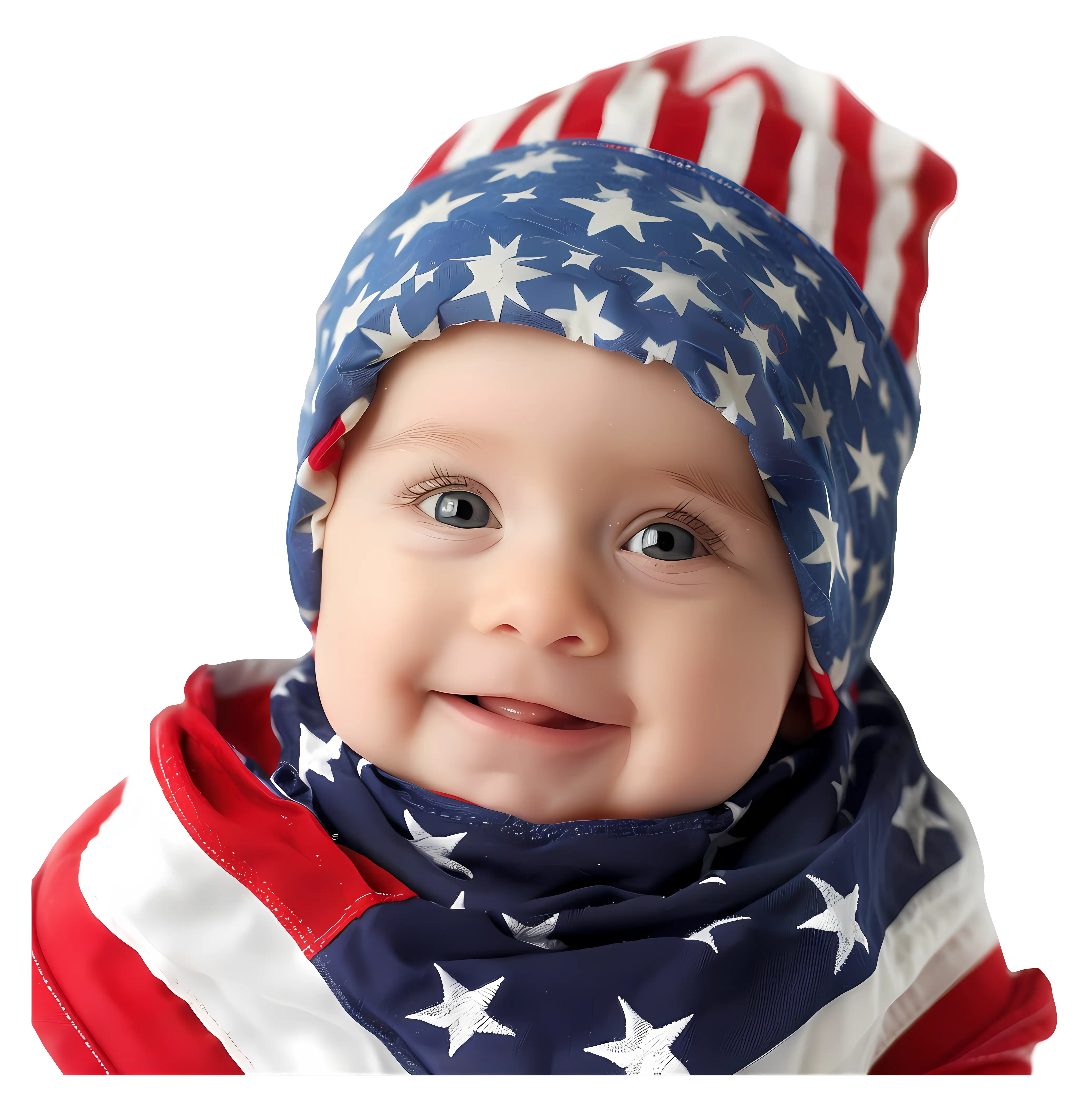 Patriotic Baby with American Flag Scarf