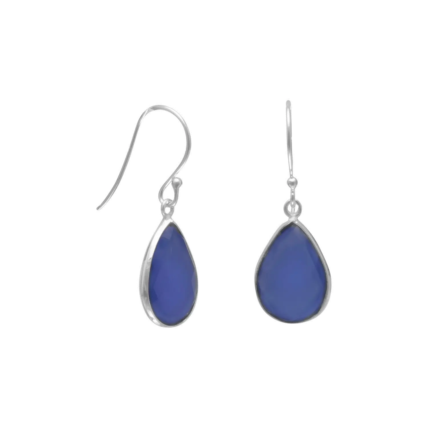 Blue Teardrop Earrings with Silver Hooks