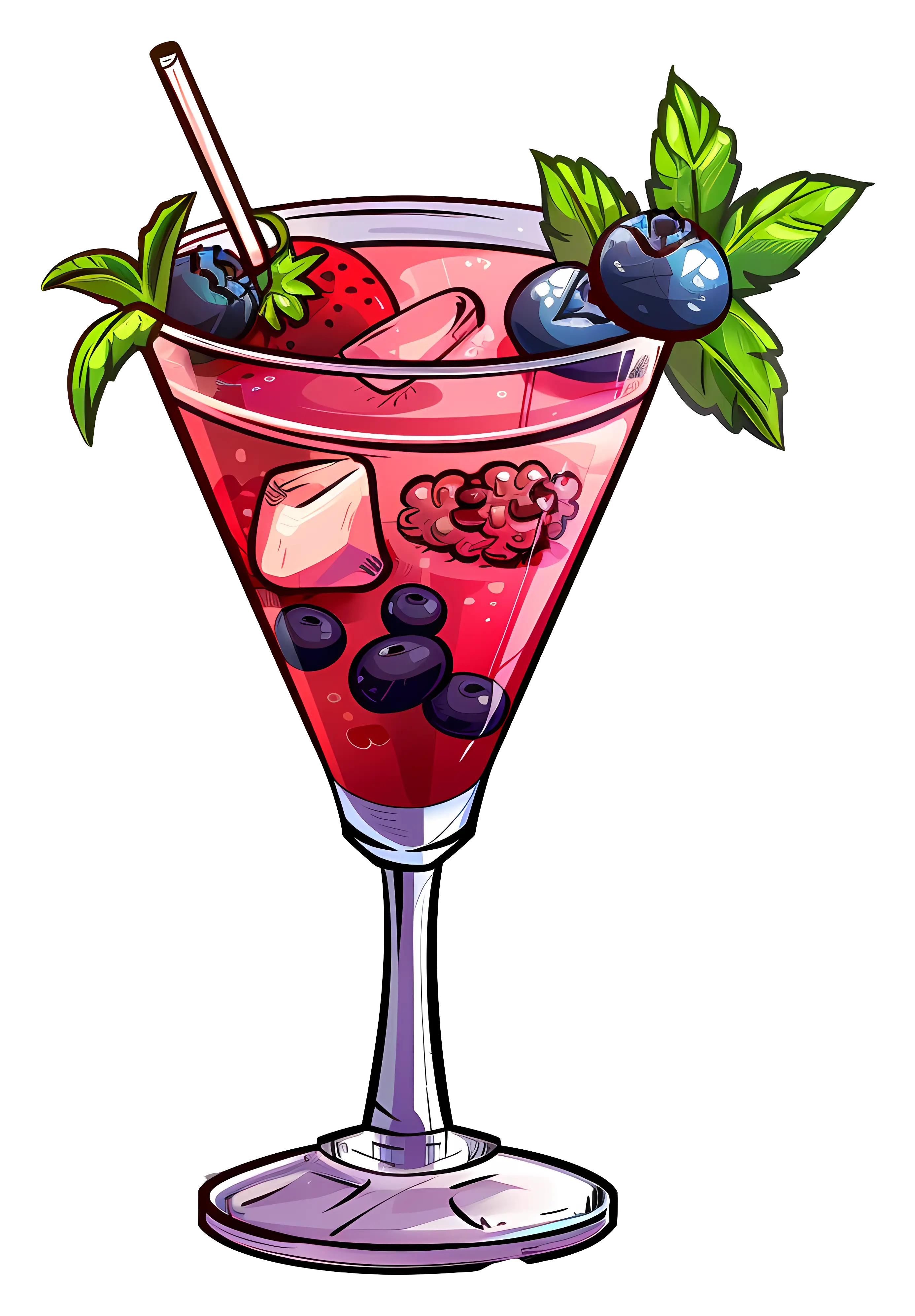 Refreshing Berry Cocktail with Ice