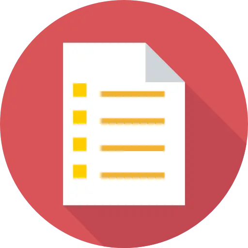 Document Icon with Listed Items in Flat Style