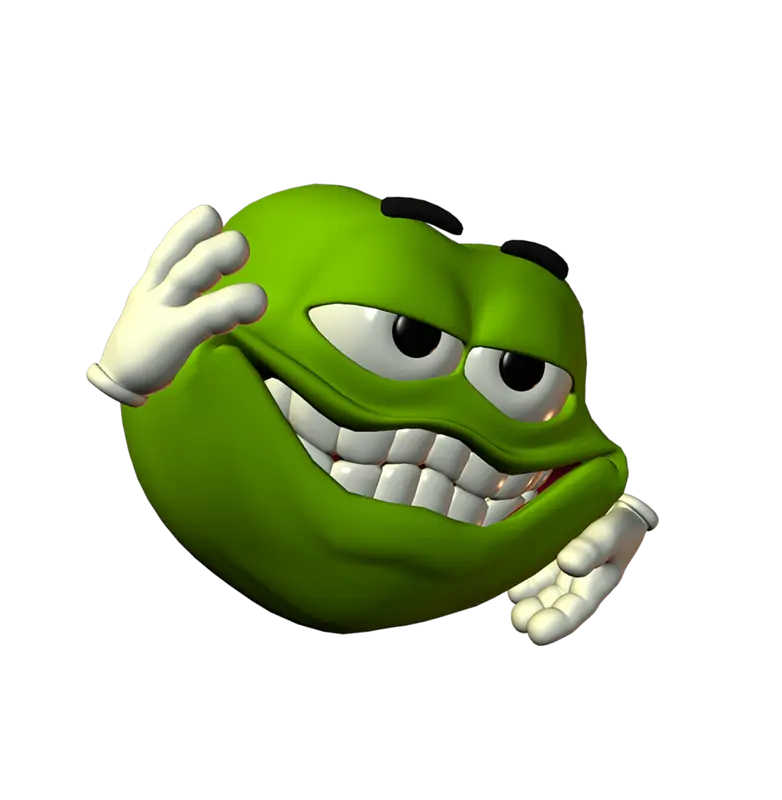 Funny Green Emotive Character