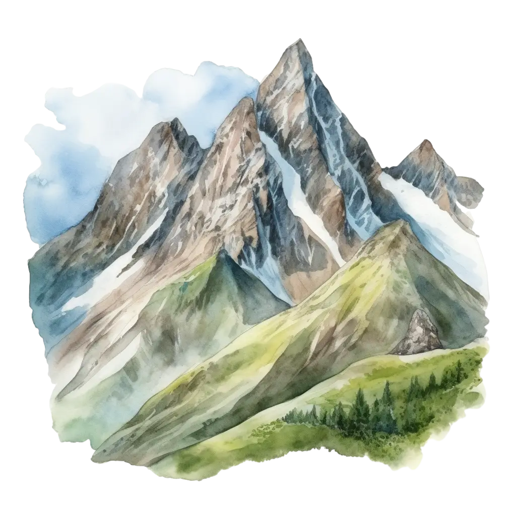 Beautiful Watercolor Mountain Landscape